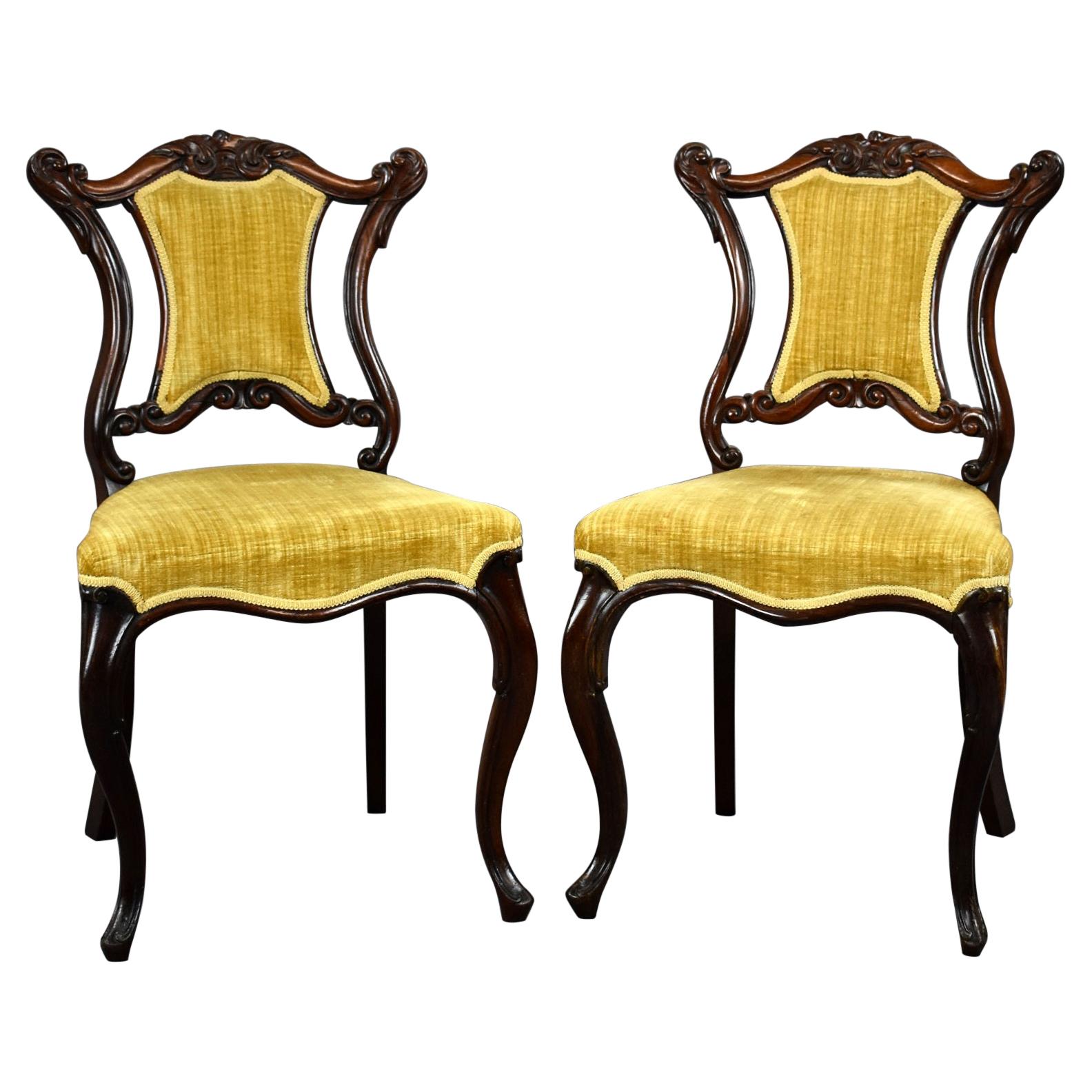 Pair Victorian Rosewood Chairs For Sale