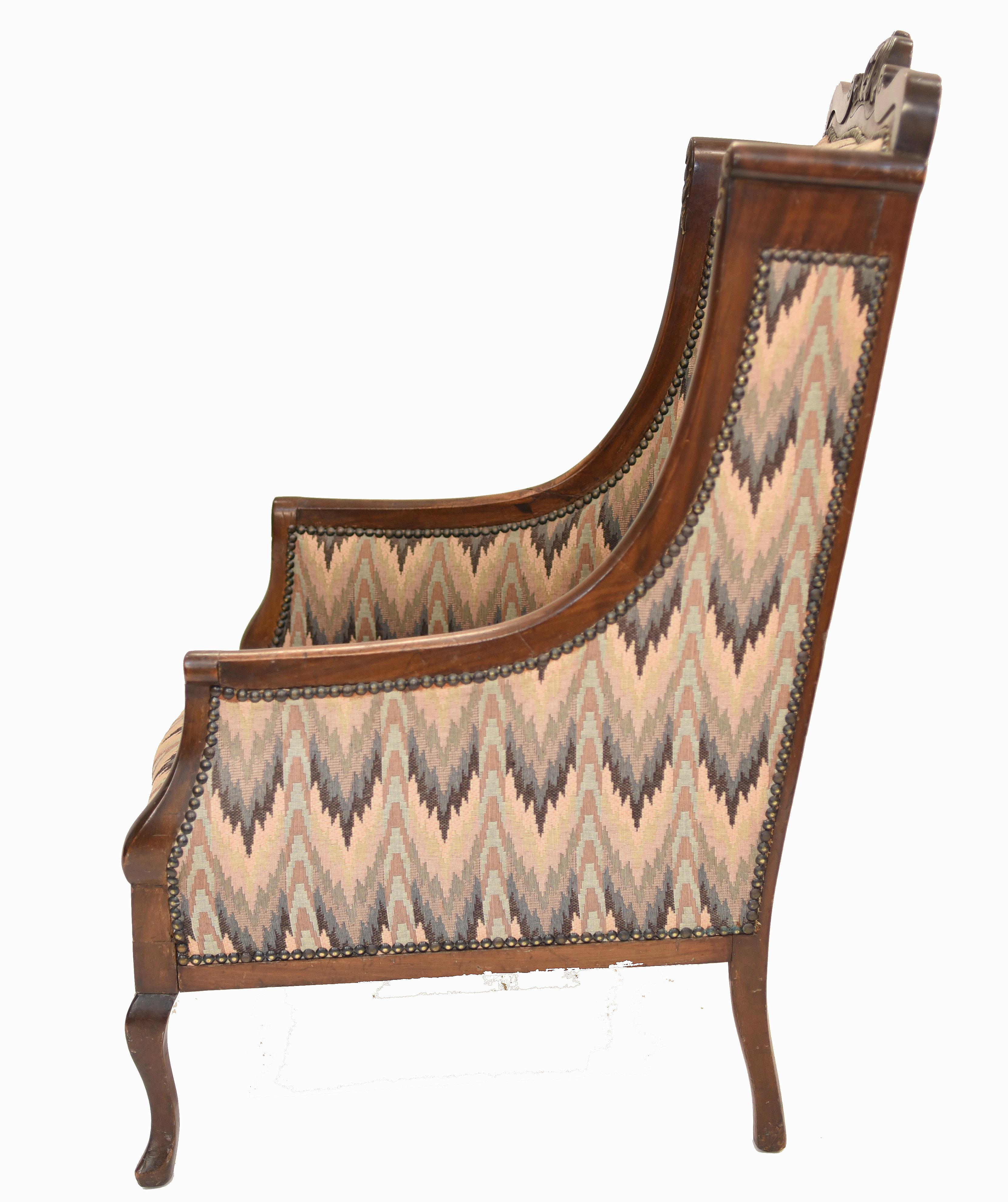 Pair Victorian Salon Chairs Arm Club Chair Stools 2