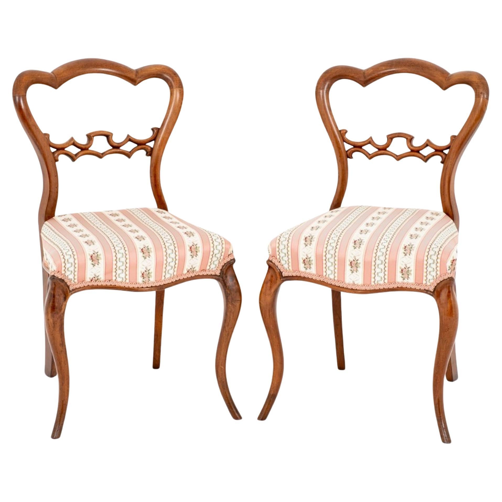 Pareja de Sillas Laterales Victorianas Antiguas, circa 1860
