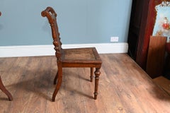Pair Victorian Side Chairs Farmhouse Walnut Caned Seats