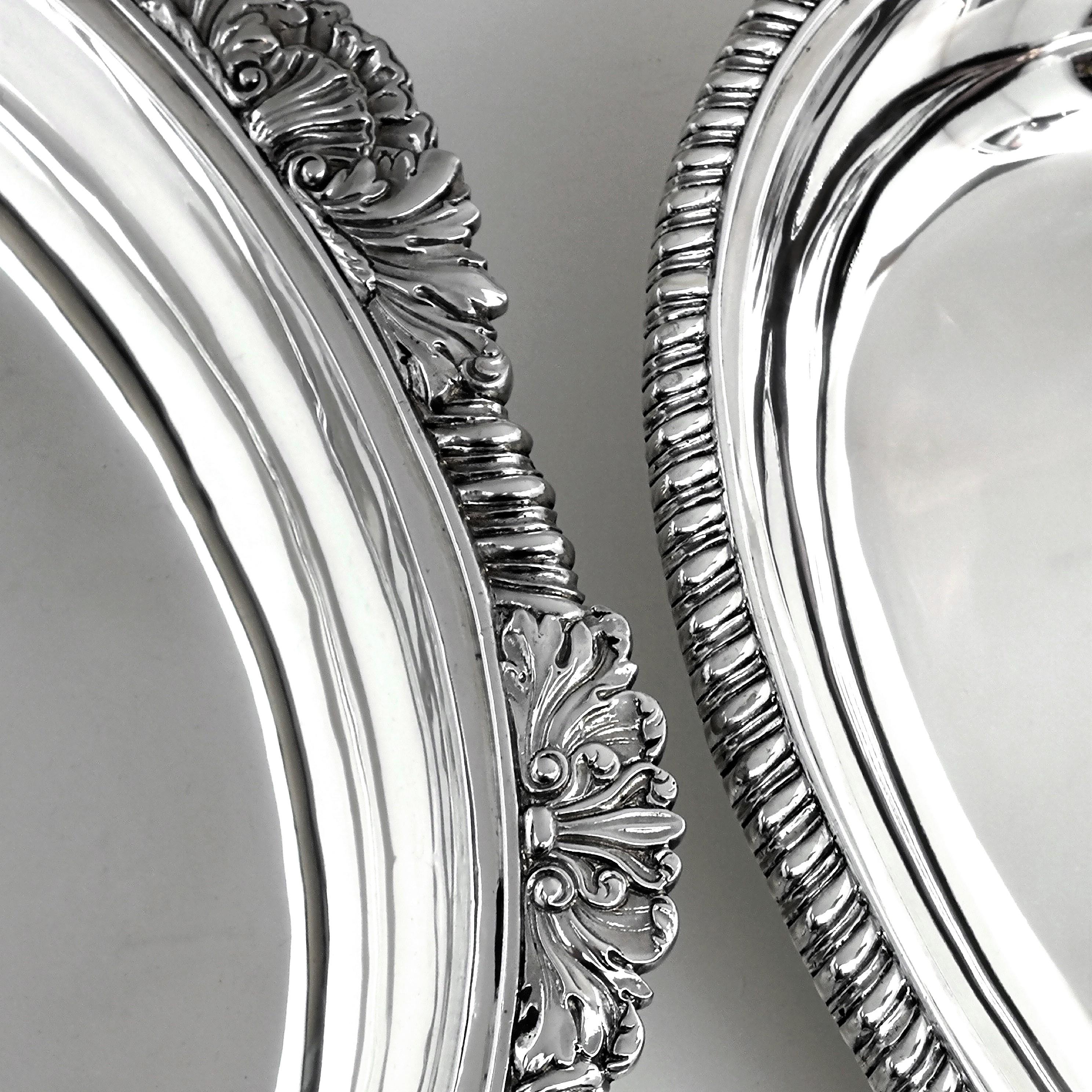 Pair of Antique Victorian Sterling Silver Entree Dishes / Serving Dishes 1843  In Good Condition In London, GB