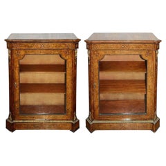Pair Victorian Walnut inlaid side cabinets, circa 1880