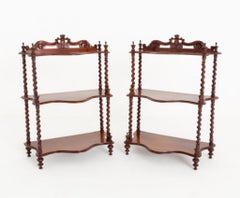Pair Victorian Whatnot Bookshelves Mahogany 1870
