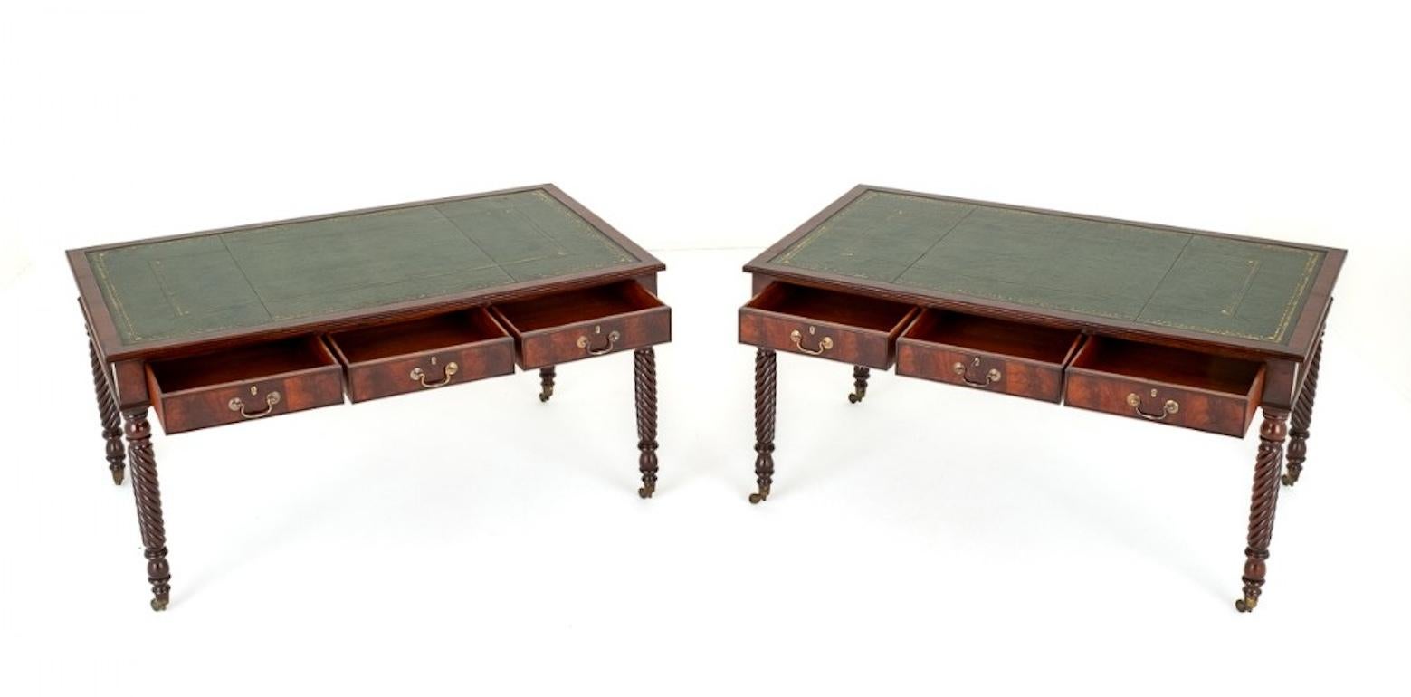 Pair Victorian Writing Tables Antique Desks 1850 In Good Condition In Potters Bar, GB