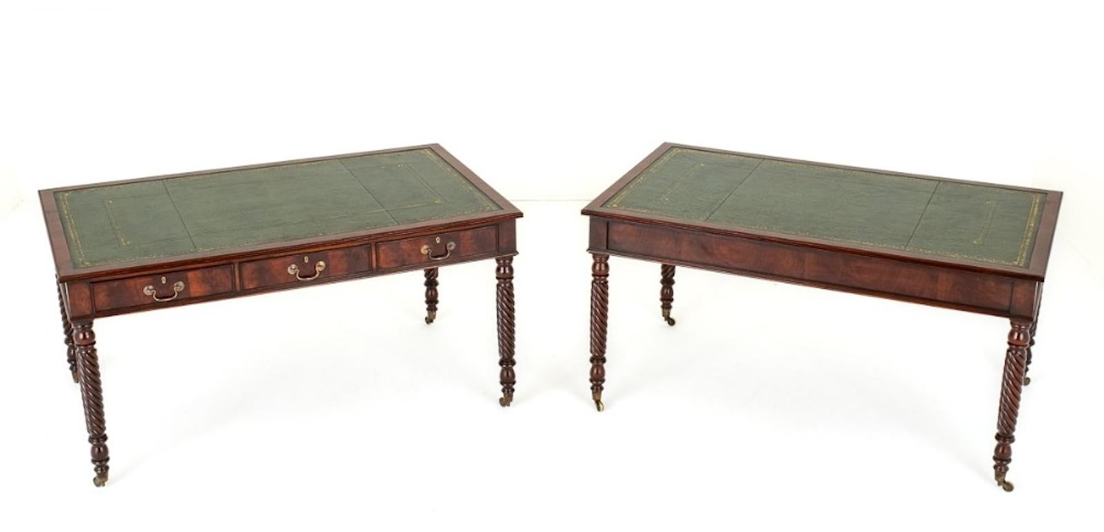 Pair Victorian Writing Tables Antique Desks 1850 1