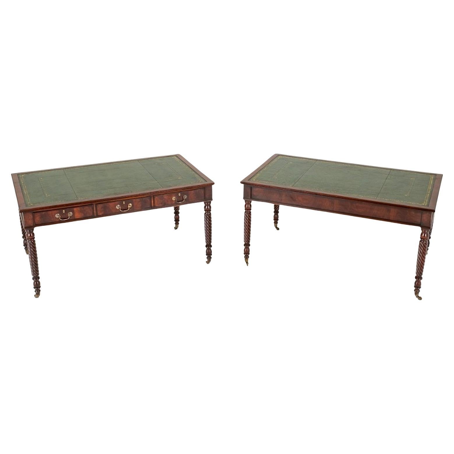 Pair Victorian Writing Tables Antique Desks 1850