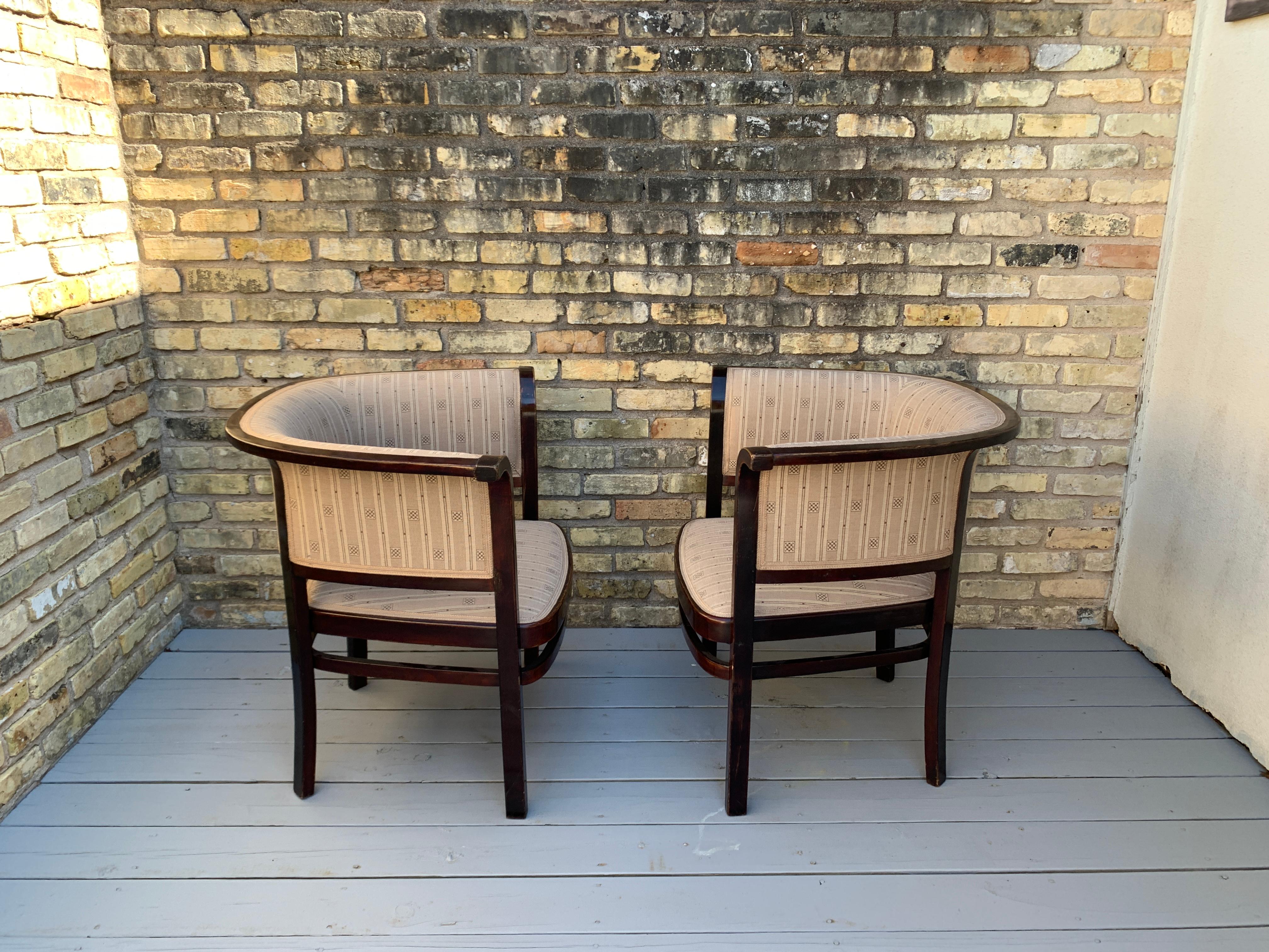 Austrian Pair of Vienna Secession Armchairs by Marcel Kammerer, Thonet No. 6534 For Sale