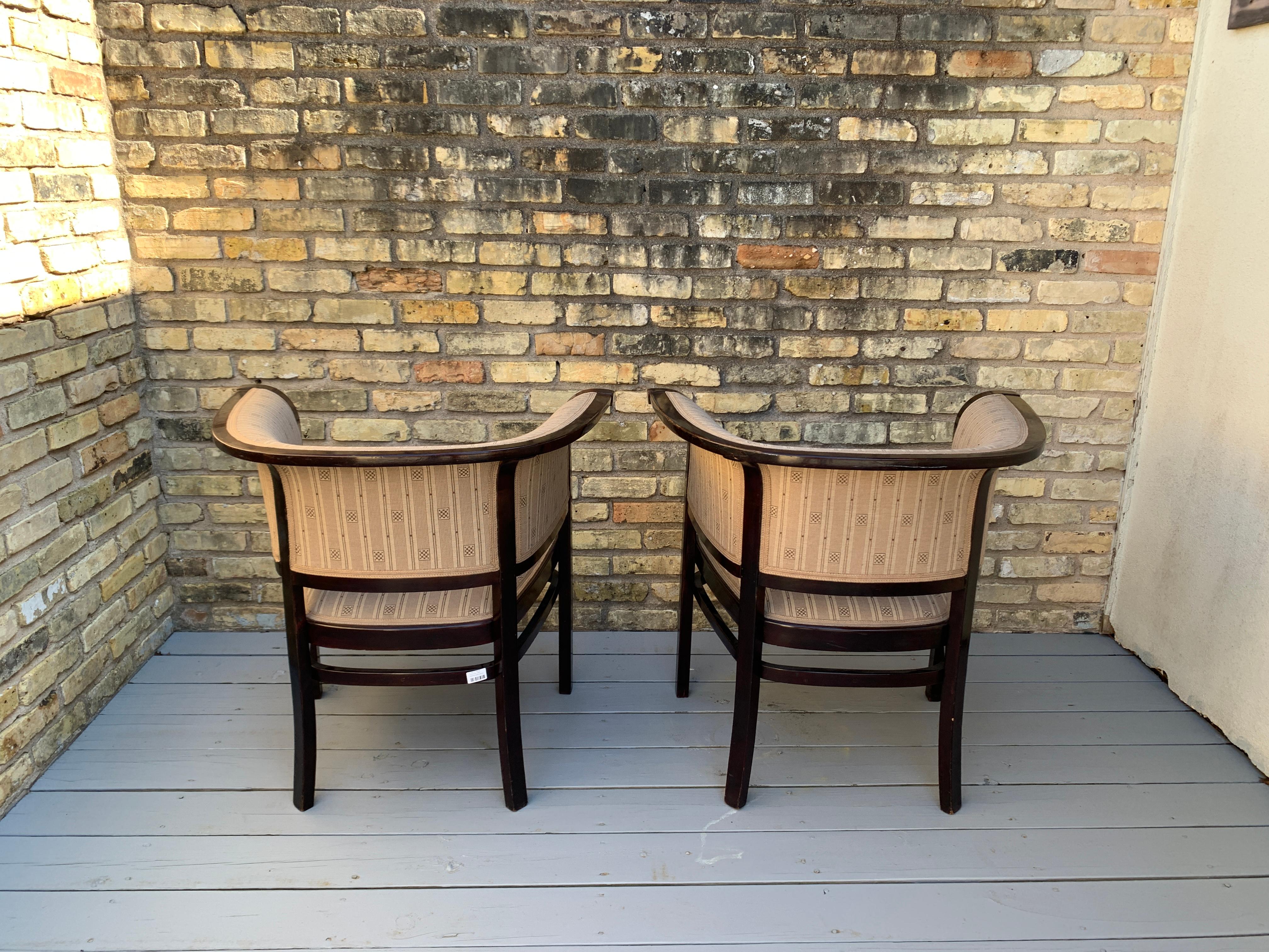 Stained Pair of Vienna Secession Armchairs by Marcel Kammerer, Thonet No. 6534 For Sale
