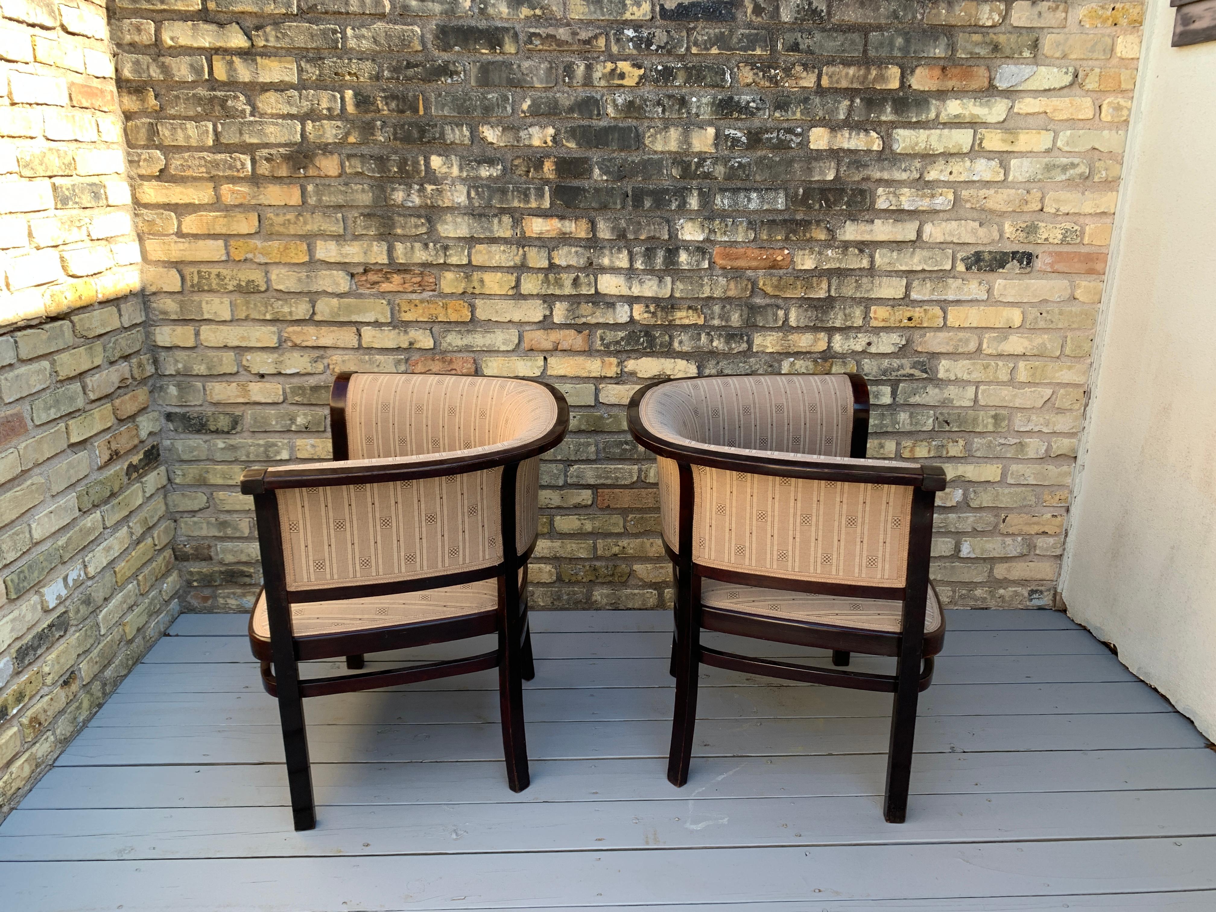 Pair of Vienna Secession Armchairs by Marcel Kammerer, Thonet No. 6534 In Good Condition For Sale In Austin, TX