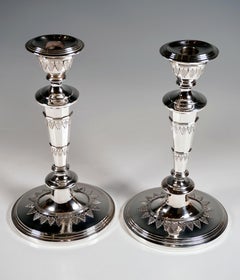 Pair Viennese Silver Art Nouveau Candle Holders by Rudolf Steiner, around 1900