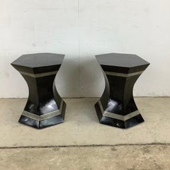 Pair Vinrage Tessellated Stone Side Tables After Maitland-Smith