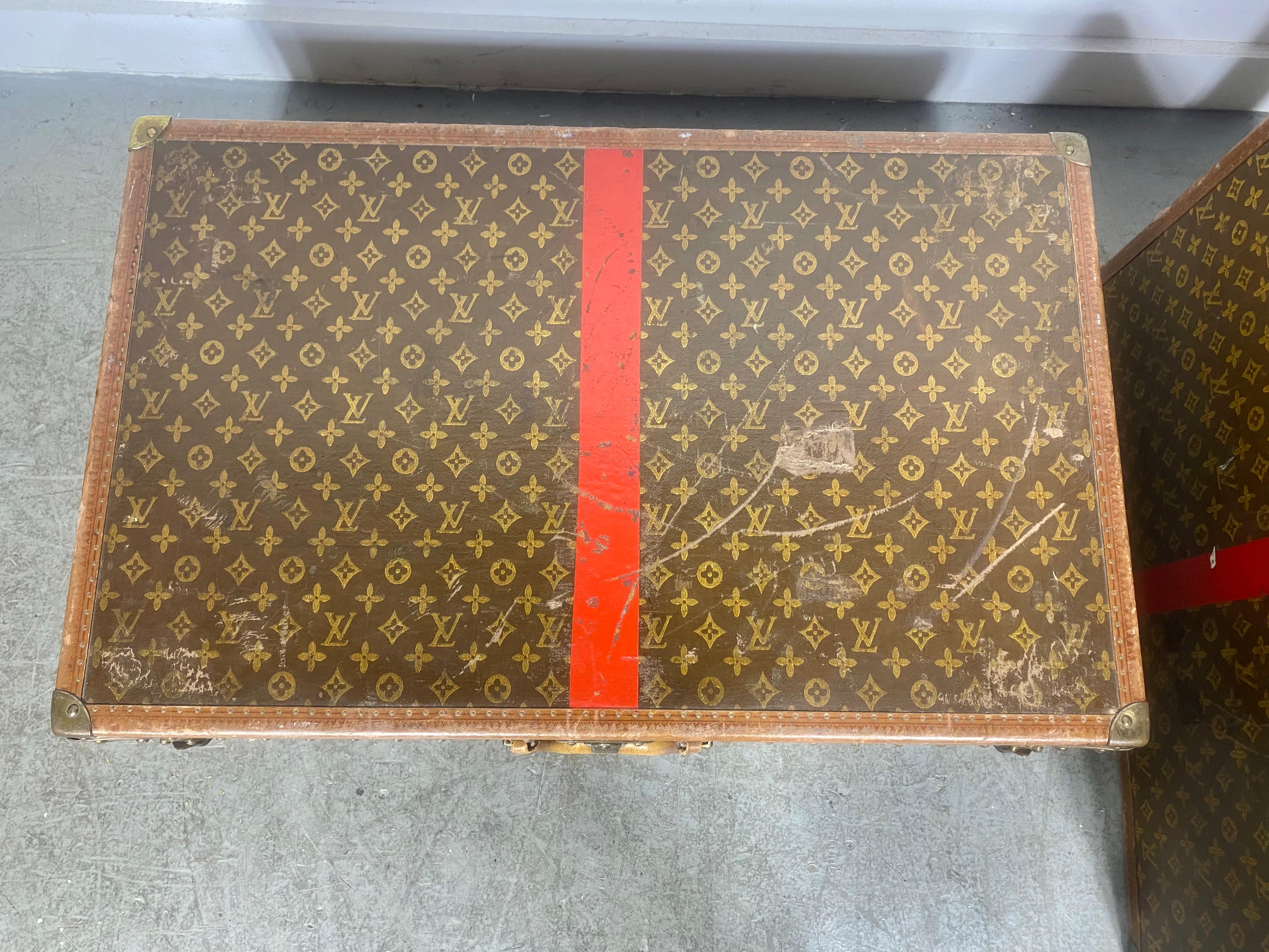 Pair Vintage 1920's, 30's Louis Vuitton Alzer 80 and 70 monogram luggage  For Sale 3