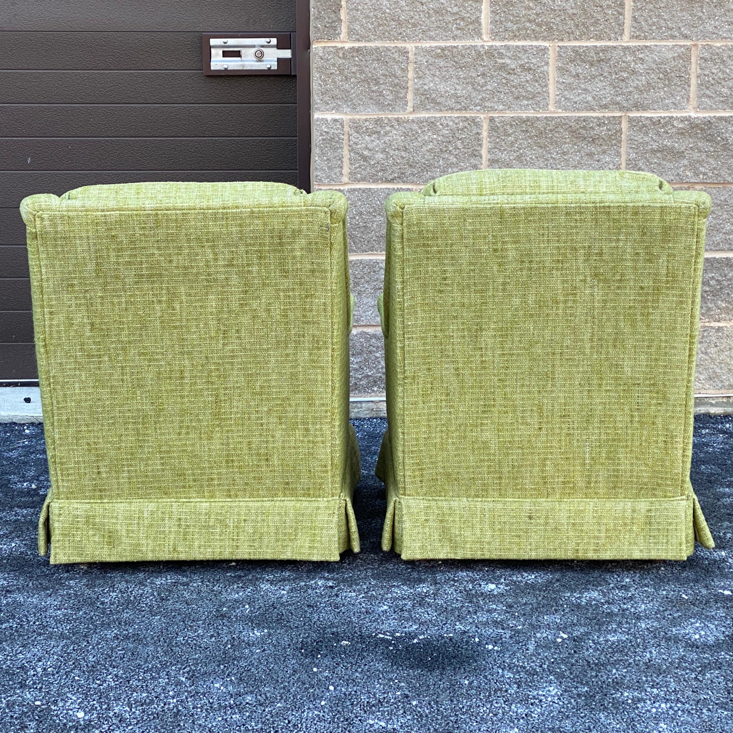 Pair Vintage 1970s Flexsteel Green Lounge Chairs For Sale 4