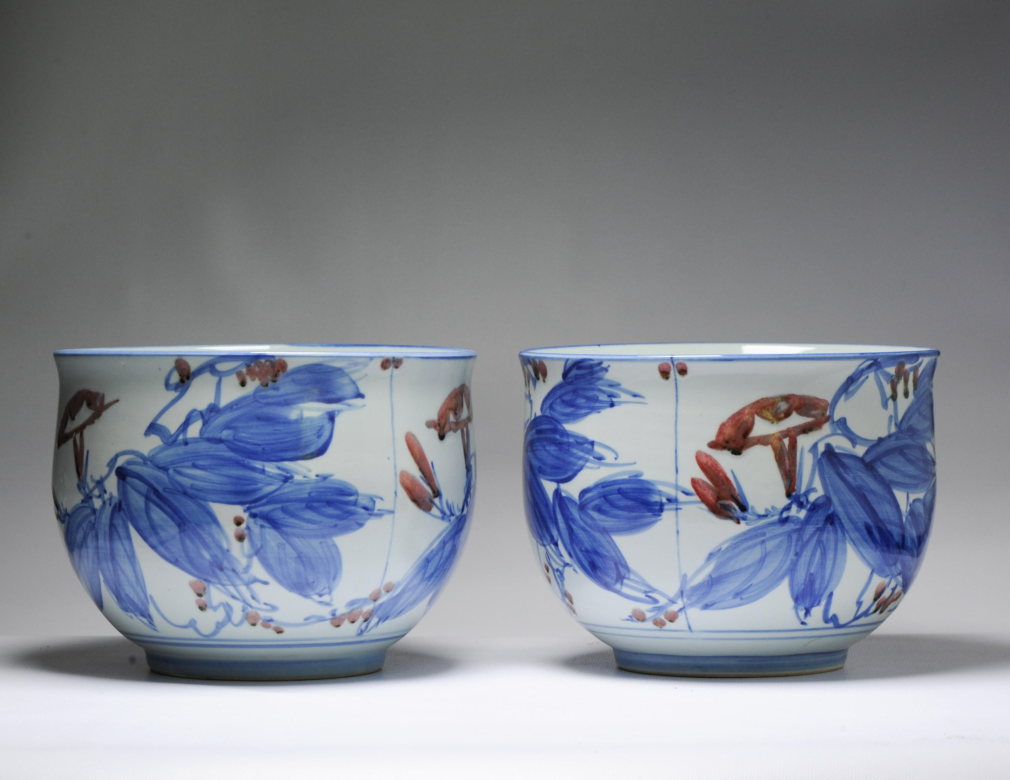 Paar Vintage 20 C Chinesisches Porzellan Proc Liling Jardiniere China Hahn (20. Jahrhundert) im Angebot