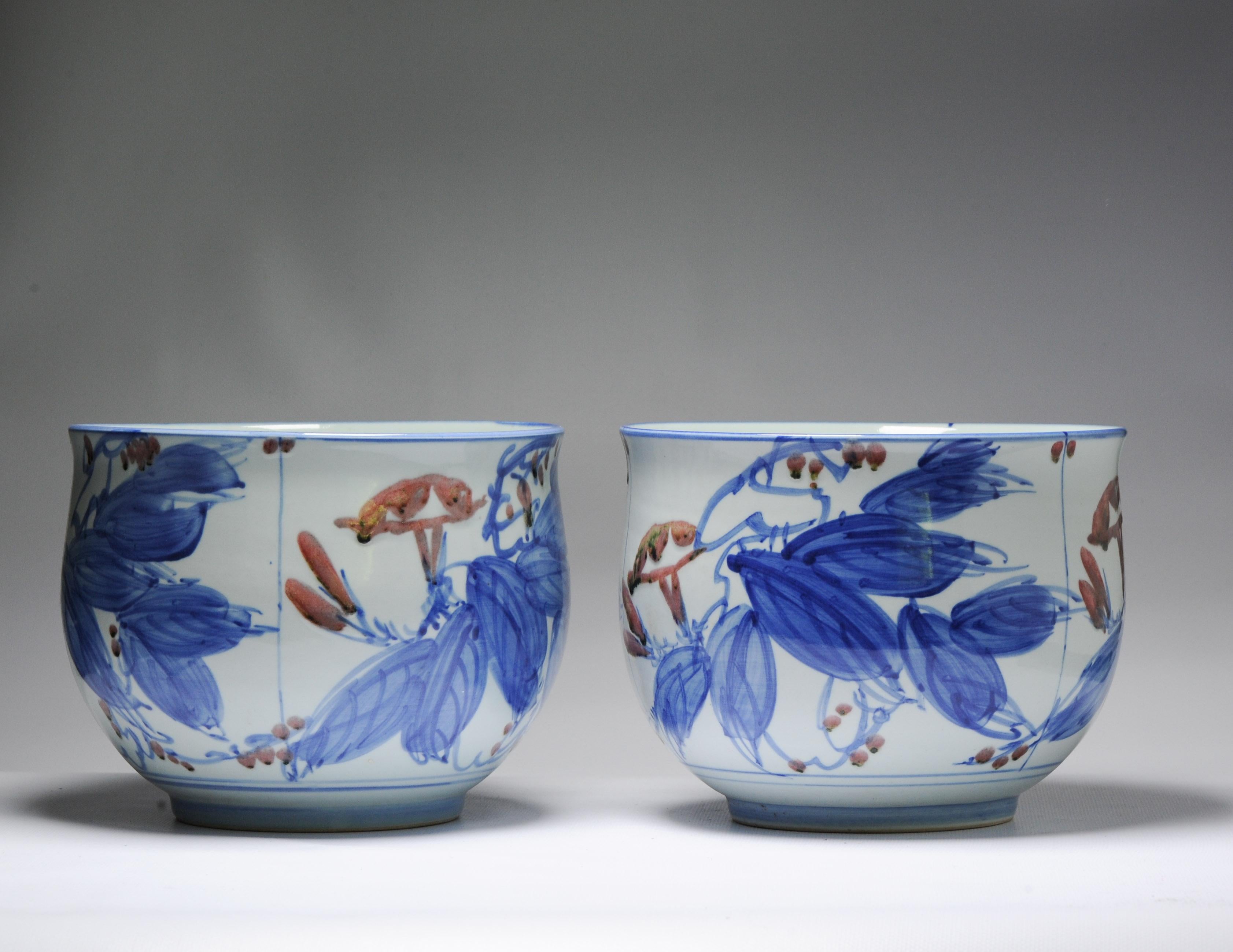 Paar Vintage 20 C Chinesisches Porzellan Proc Liling Jardiniere China Hahn im Angebot 1