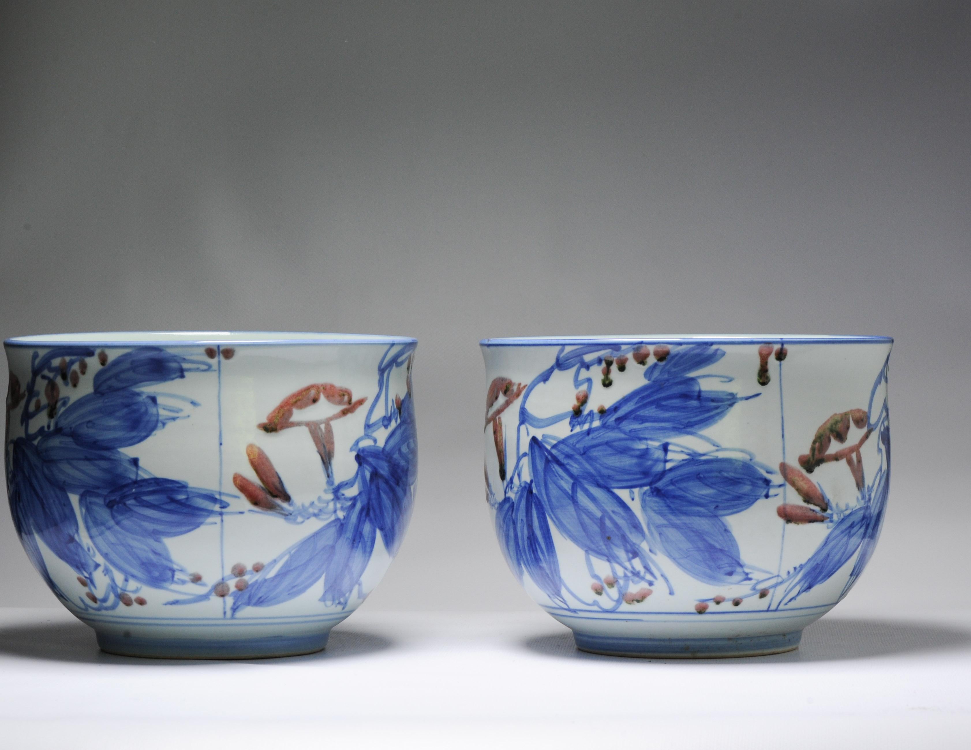 Pair Vintage 20 C Chinese Porcelain Proc Liling Jardiniere China Rooster For Sale 1
