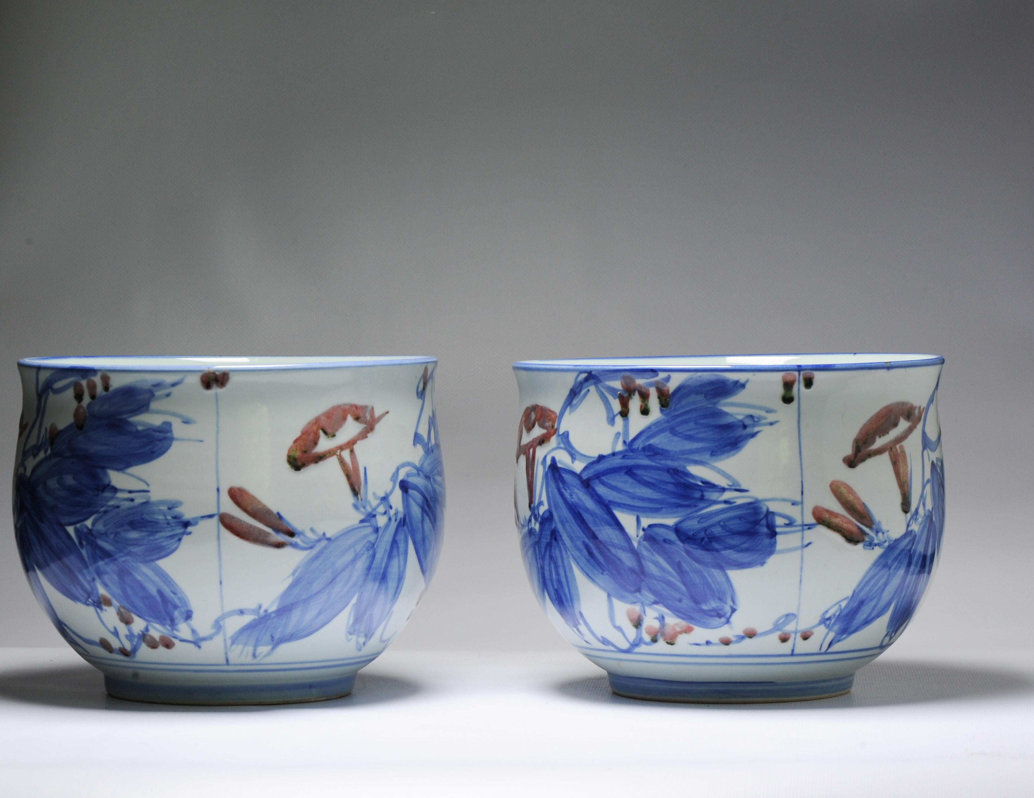 Pair Vintage 20 C Chinese Porcelain Proc Liling Jardiniere China Rooster For Sale 3