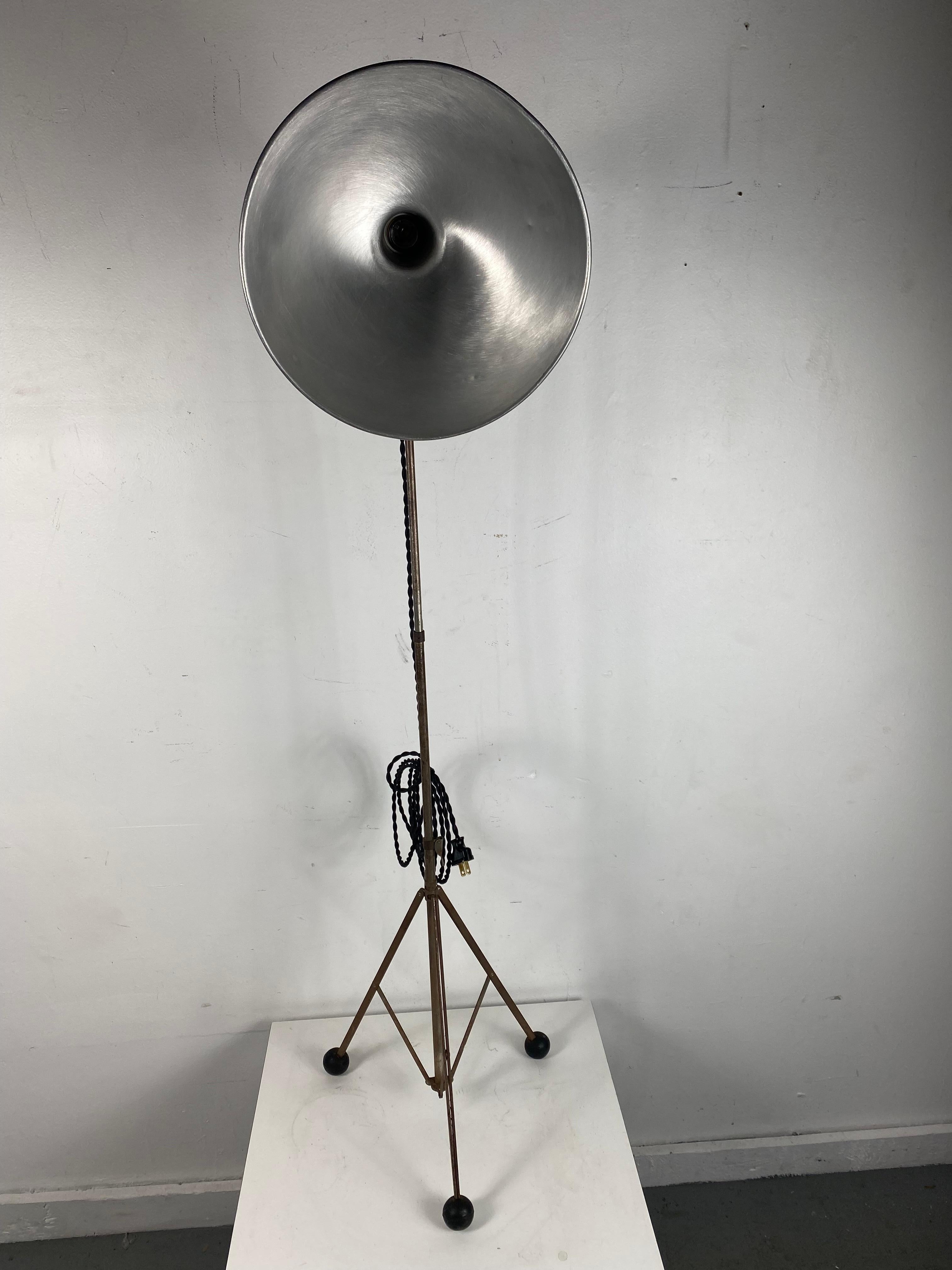 Mid-20th Century Pair Vintage Adjustable Height Photo Lamps, Industrial, Atomic Tri-Pod Base's For Sale