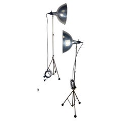 Pair Vintage Adjustable Height Photo Lamps, Industrial, Atomic Tri-Pod Base's