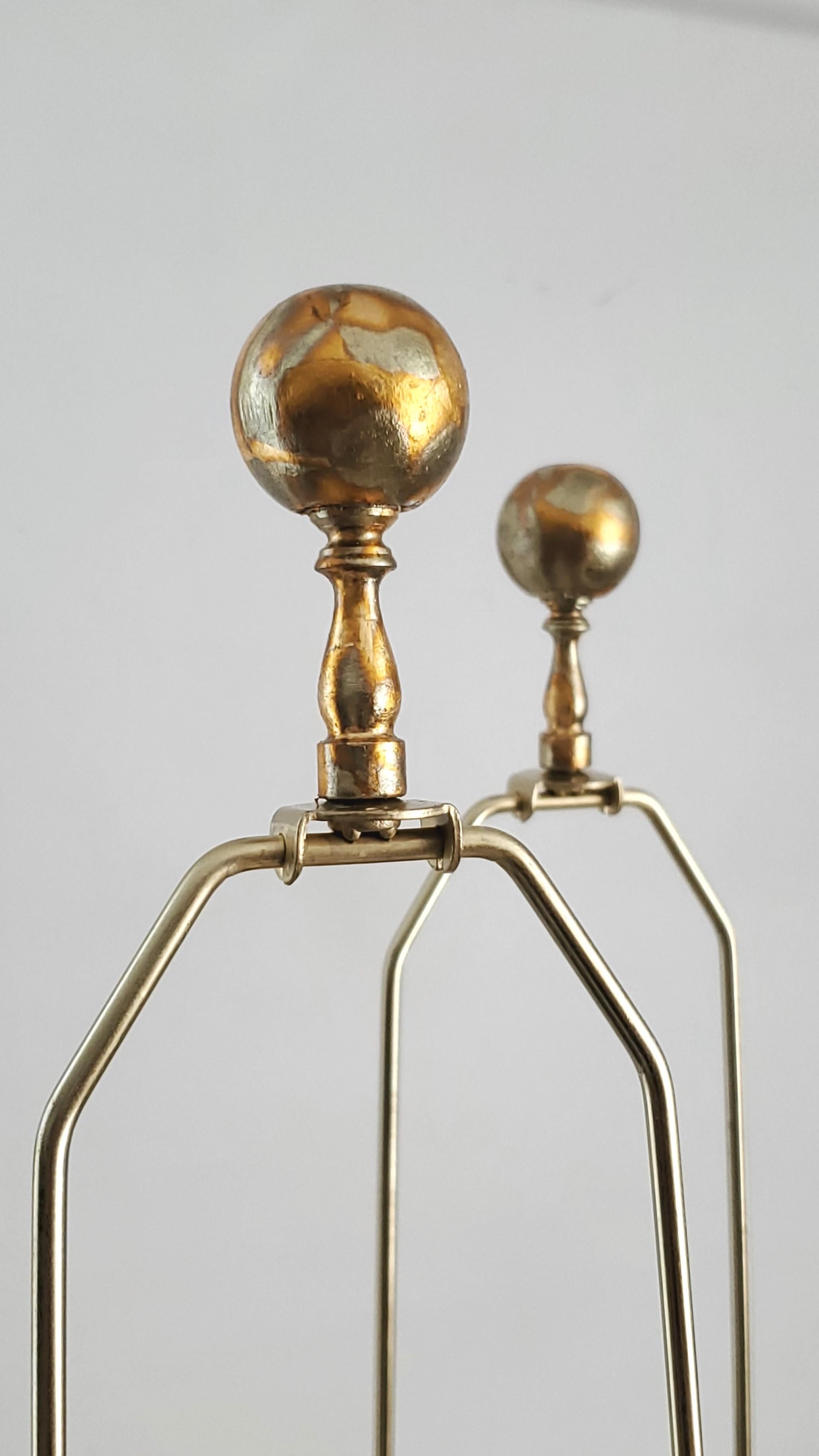 Lampes de table vintage de style Pierre Giraudon de couleur ambre et base en feuilles d'or en vente 3