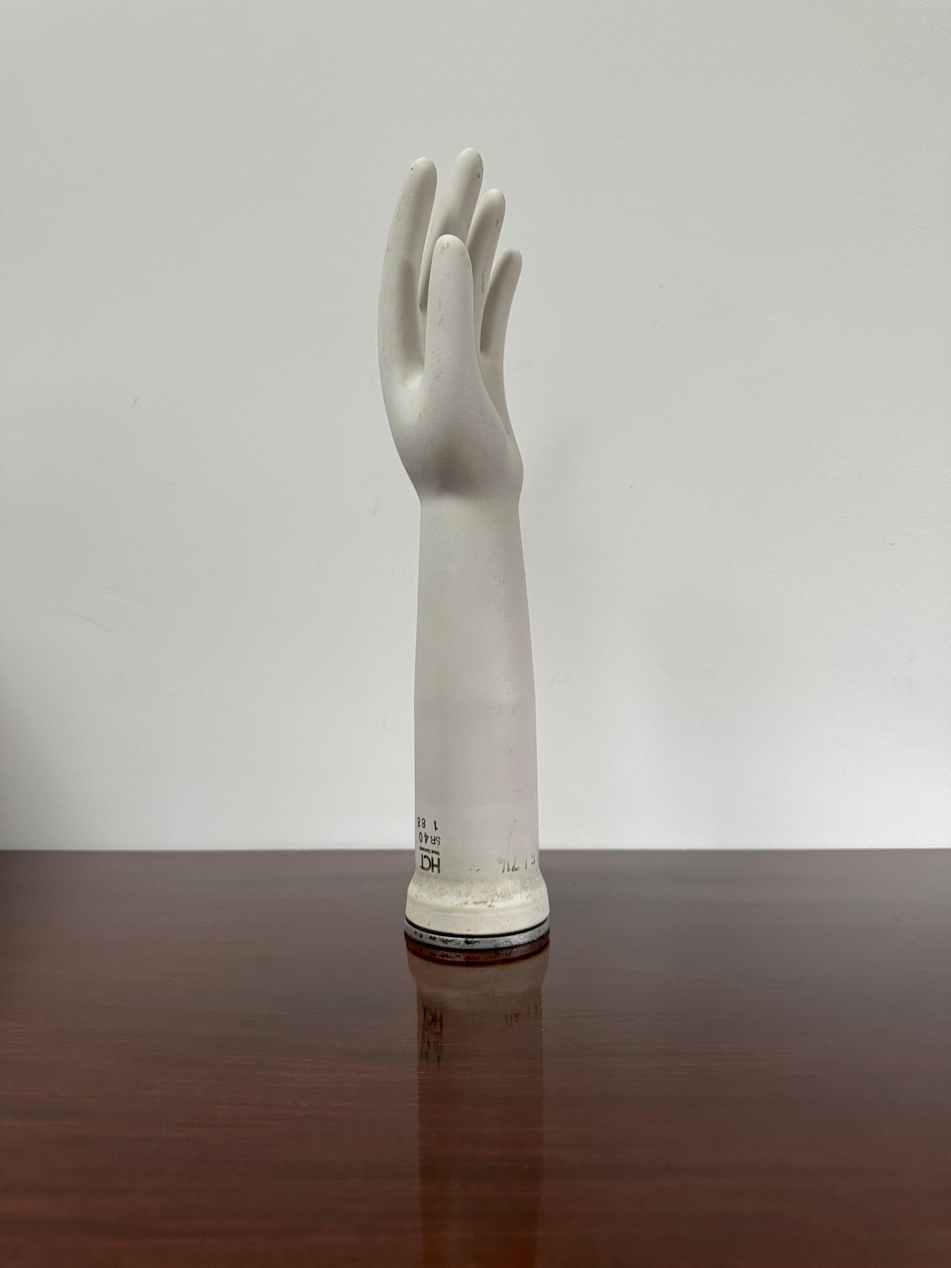 20th Century Pair Vintage Antique Industrial Decorative Ceramic Glove Mould Hand Sculpture