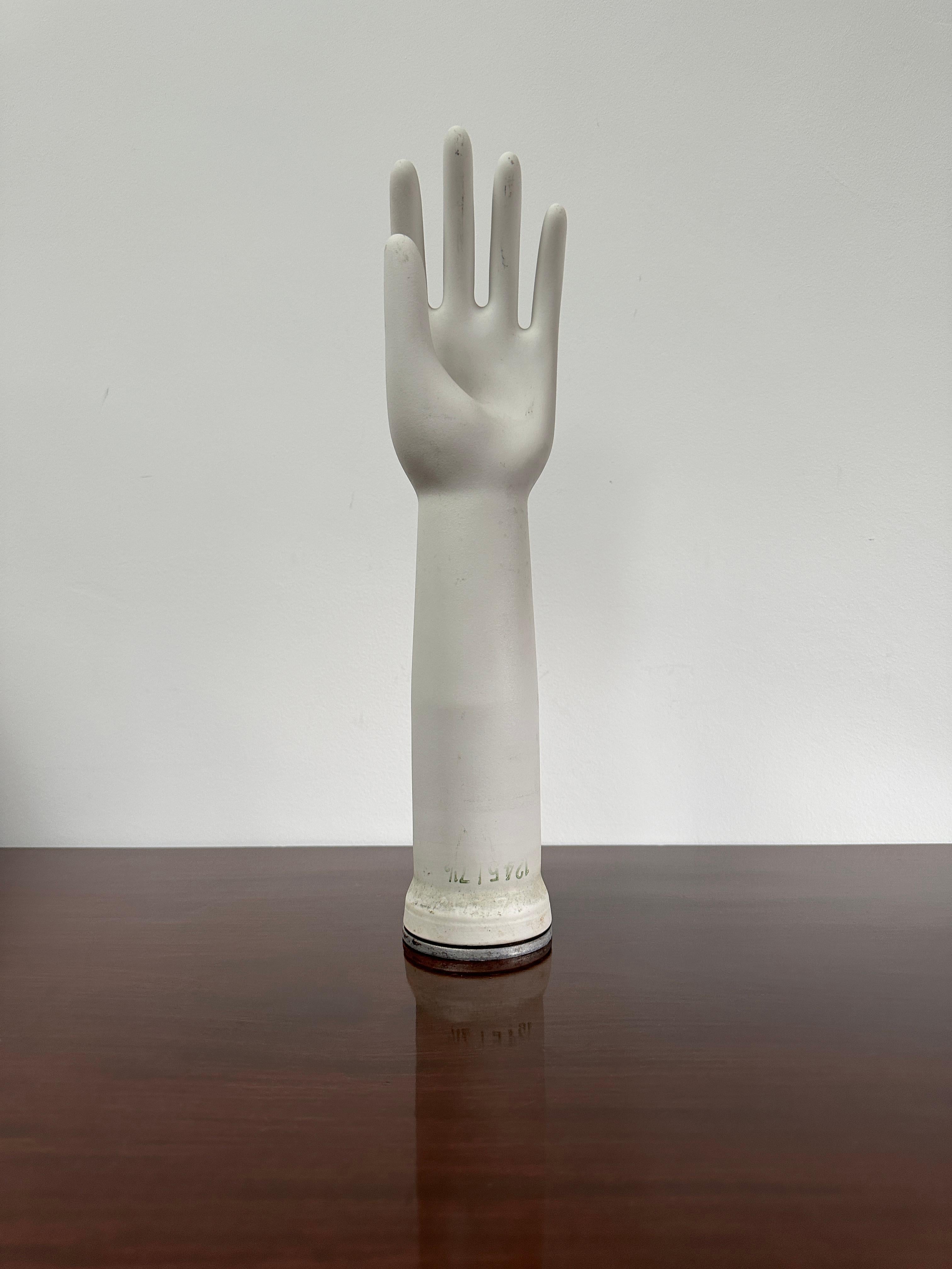Pair Vintage Antique Industrial Decorative Ceramic Glove Mould Hand Sculpture 1