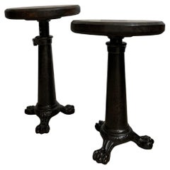 Pair Antique Antique Industrial Victorian Claw Foot Singer Sewing Stool Stools