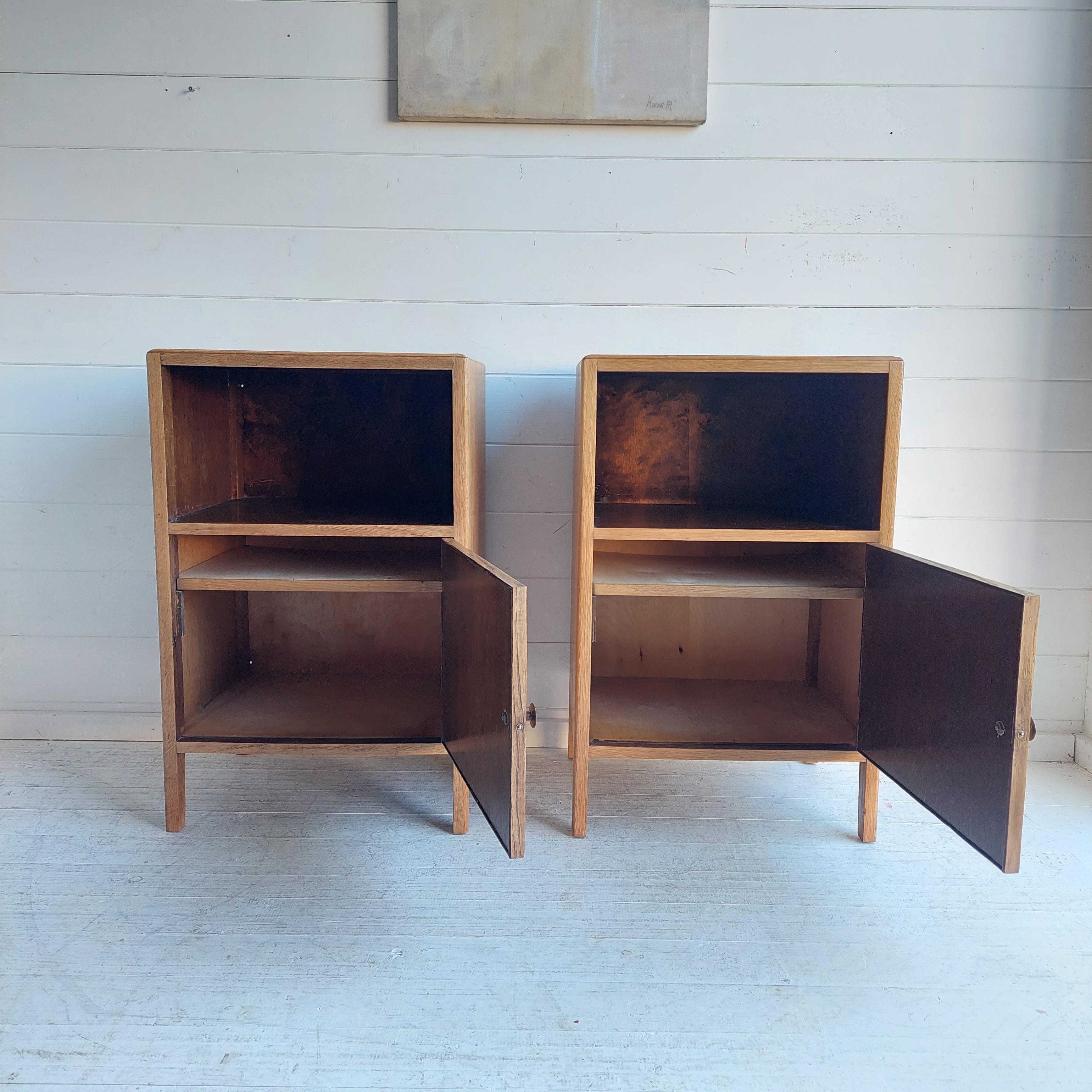 Pair Vintage Art Deco Bedside Cabinets Tables By Utility Furniture, 1940s 4