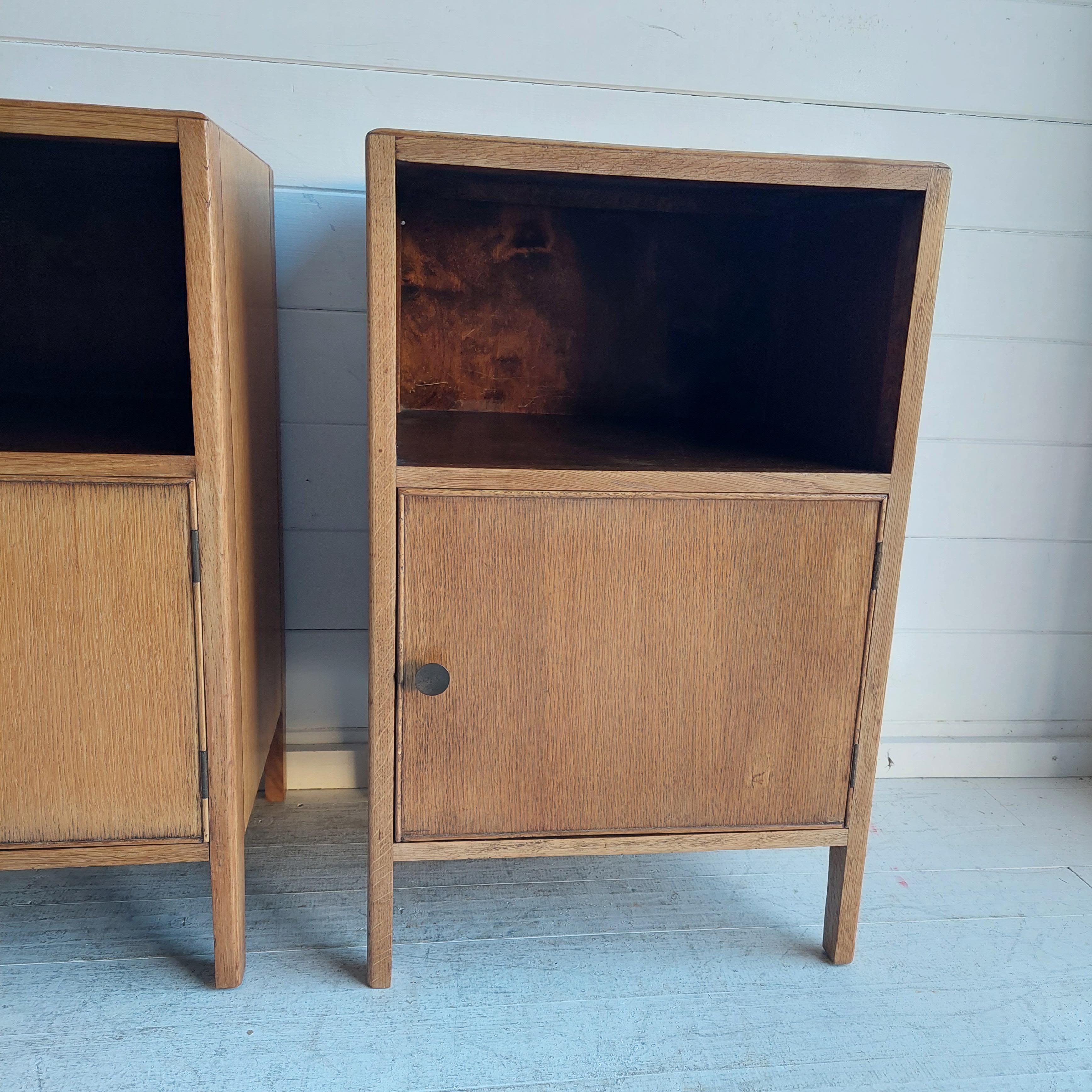 Pair Vintage Art Deco Bedside Cabinets Tables By Utility Furniture, 1940s 6