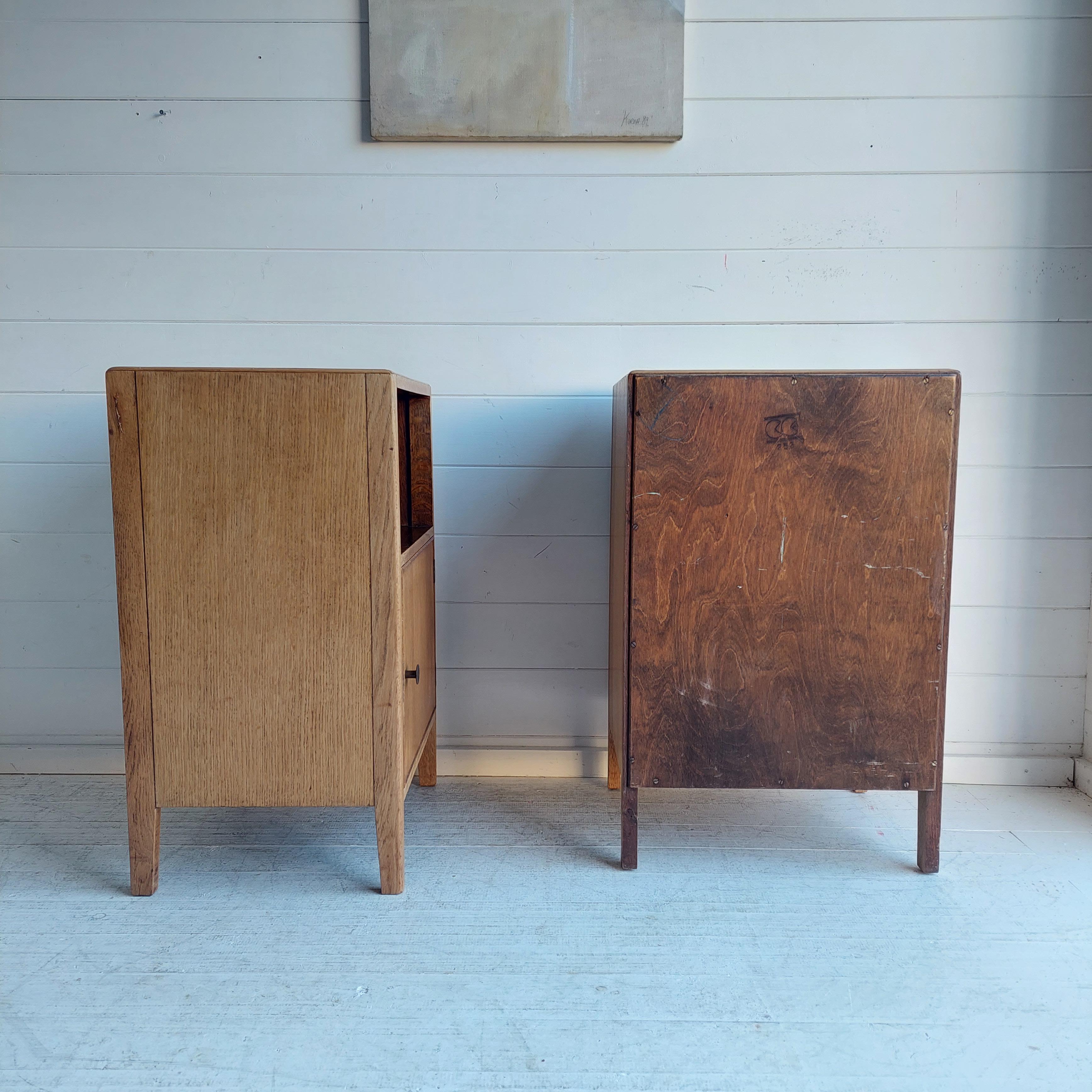 Pair Vintage Art Deco Bedside Cabinets Tables By Utility Furniture, 1940s 9