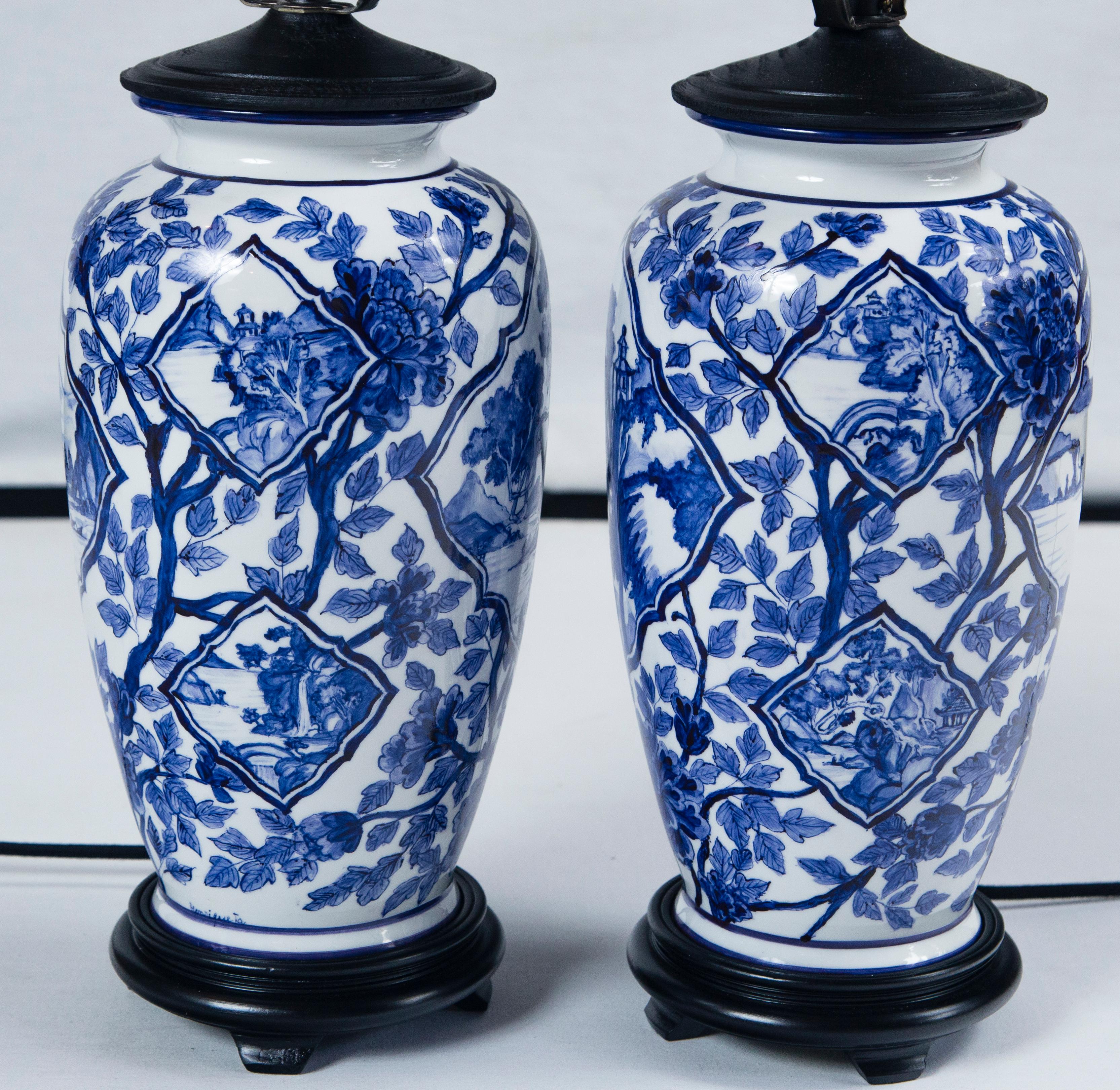 Pair of Vintage Asian Ceramic Lamps, 20th Century For Sale 4