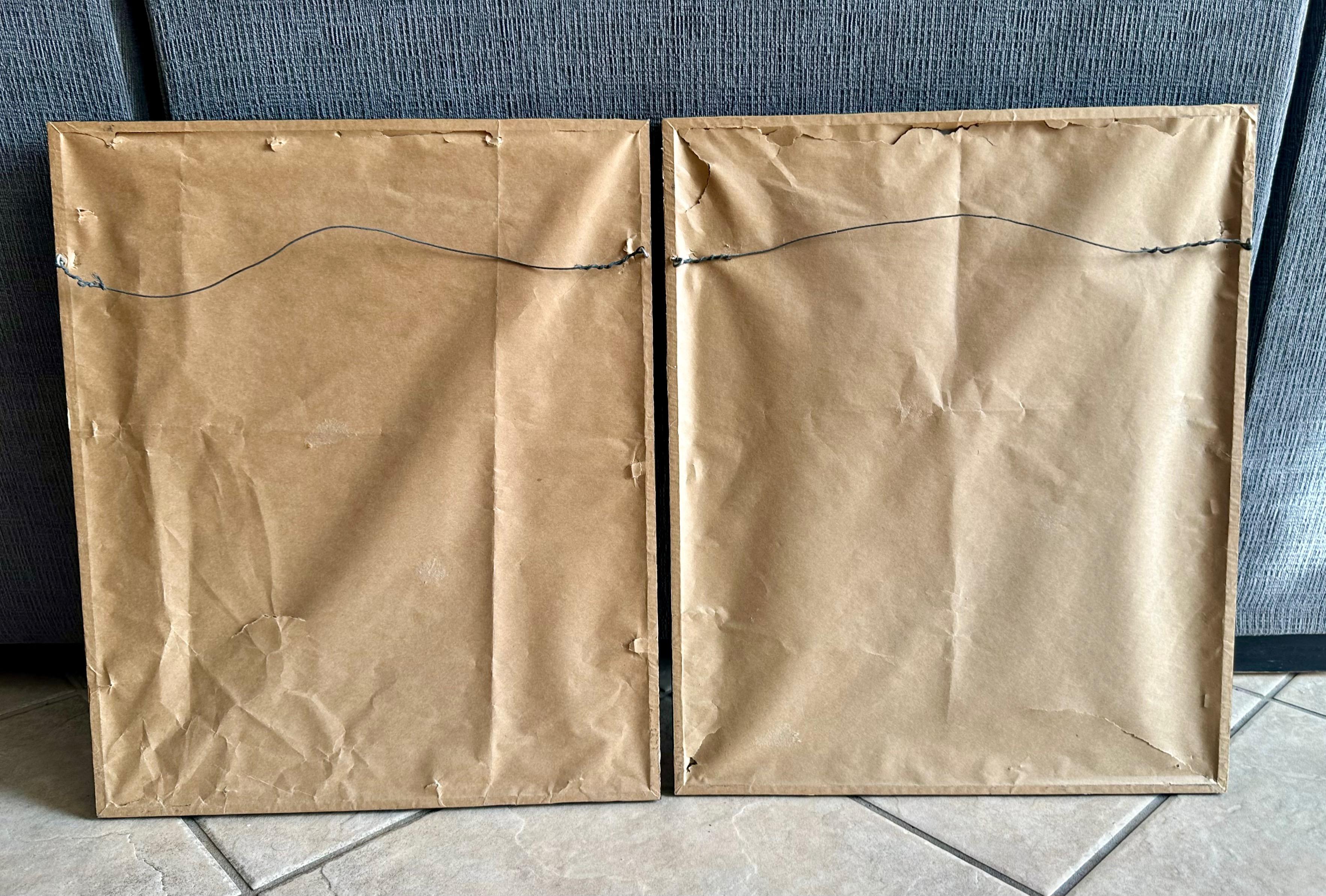 Coppia di dipinti asiatici giapponesi d'epoca con cornice in seta e acquerello in vendita 12