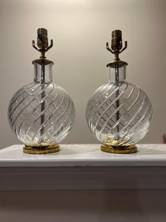 Pair, Vintage Baccarat Crystal "Cyclades" Pattern Table Lamps