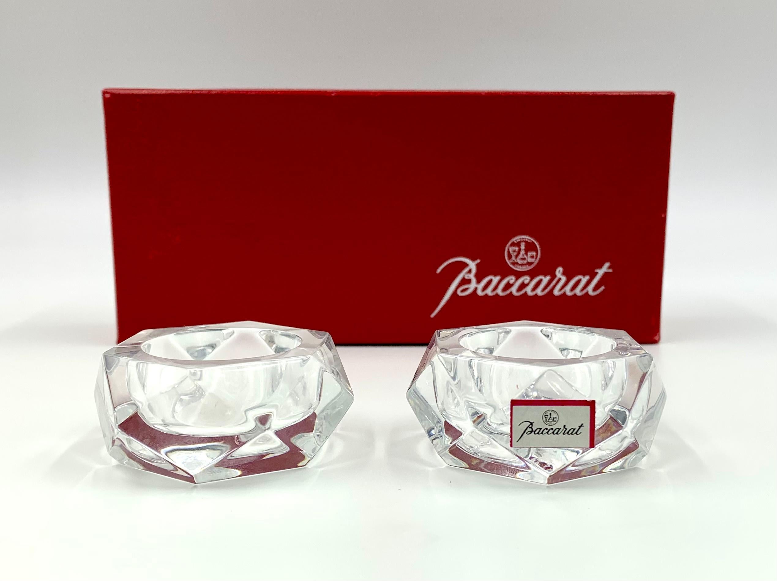 Pair Vintage Baccarat Crystal Salt Cellars In Good Condition In New York, NY