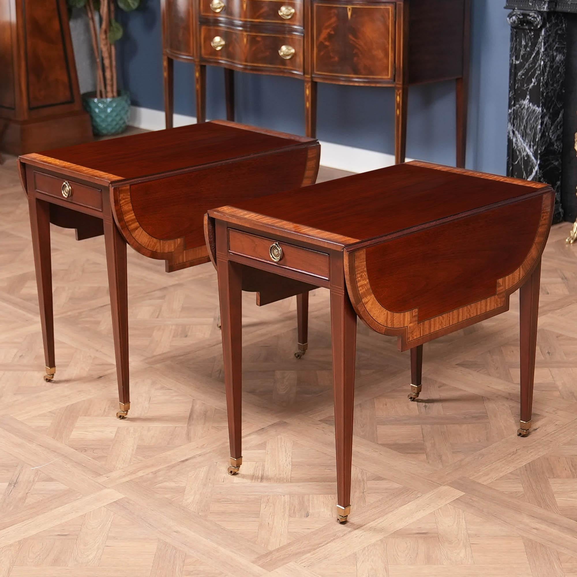 Renaissance PAIR Vintage Baker Pembroke Tables