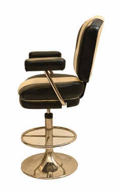 Pair Vintage Bar Stools Leather Chairs BKJK No1903