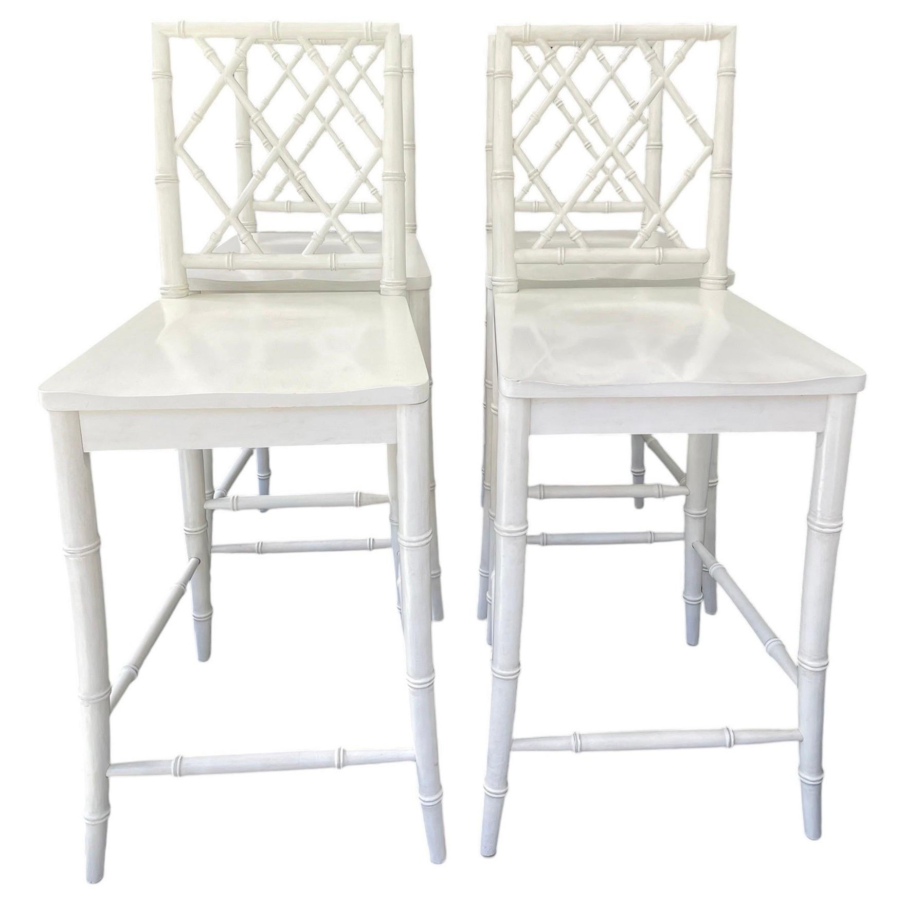 Pair Vintage Barstools Faux Bamboo Barstools White Barstools Palm Beach Pair For Sale