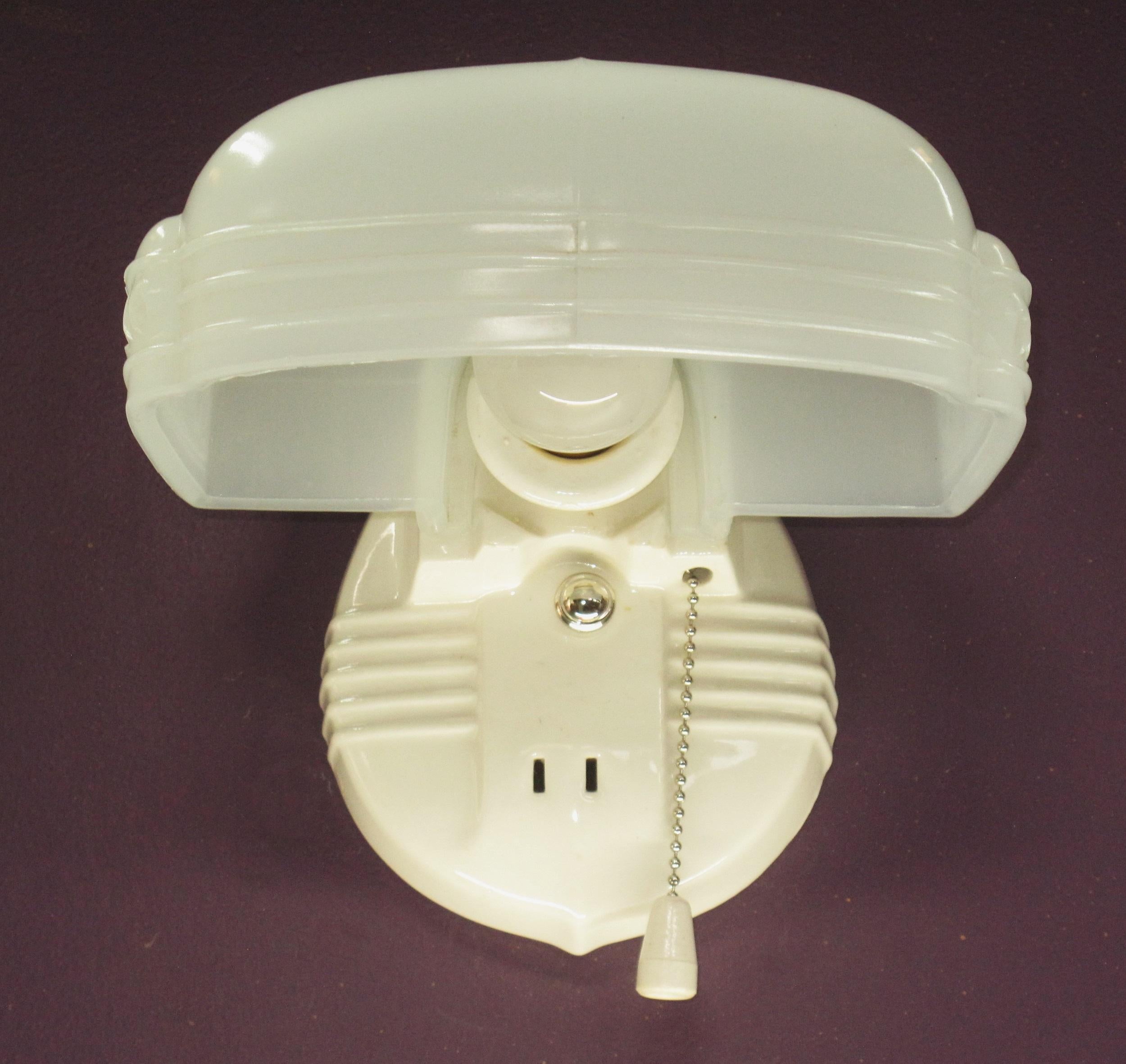 Porcelain Pair Vintage Bathroom Sconce Lights, Priced per pair