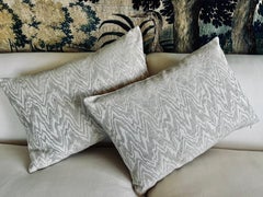 Pair Vintage Belgian Linen Oblong Pillows/Cushions with a Flame Stitch Pattern