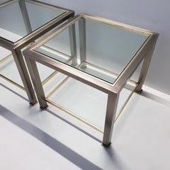 Pair Vintage Brass and Glass Side Tables from Belgo Chrom, 1980s