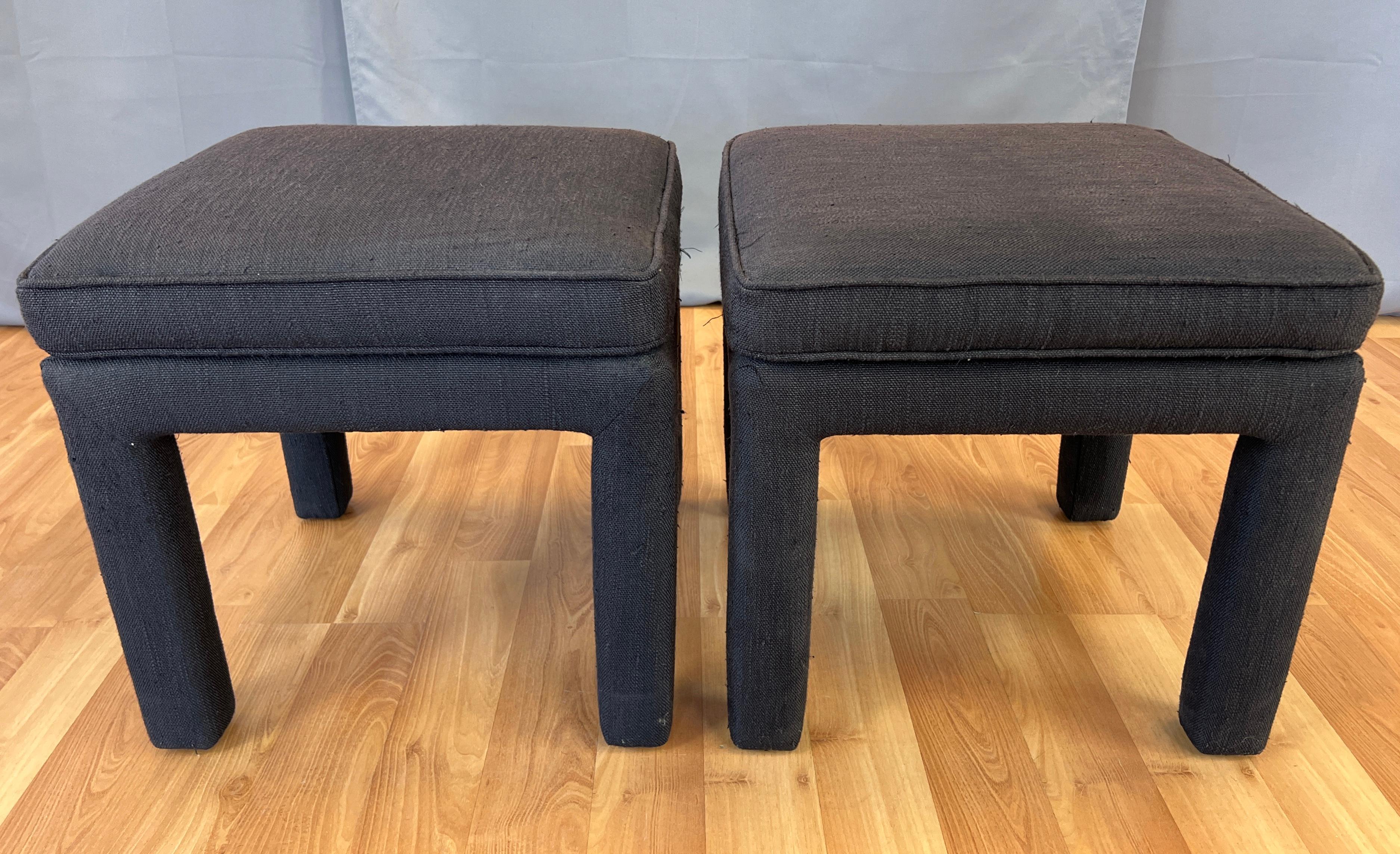 Modern Pair Vintage Breuners Parsons Ottomans Milo Baughman Style