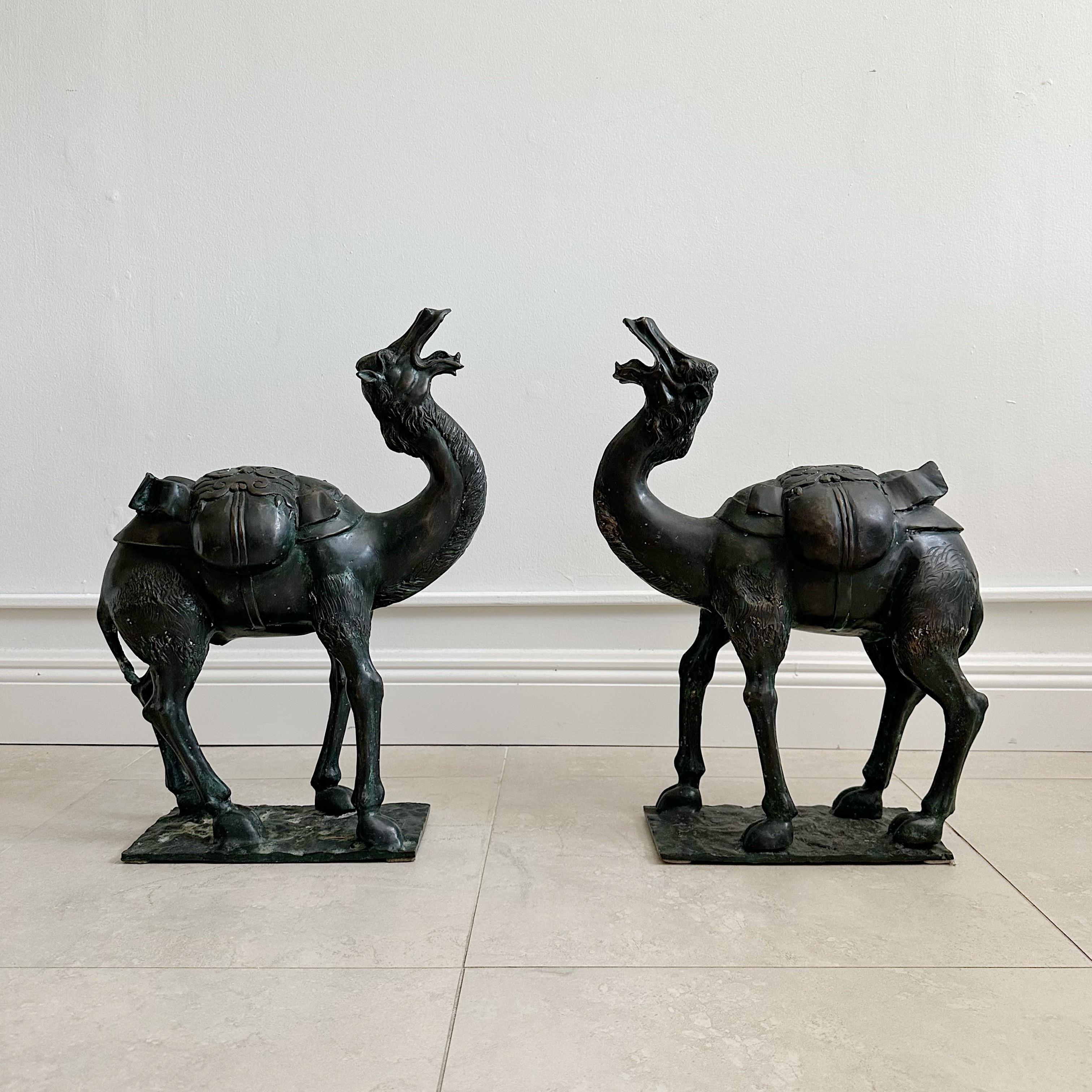Pair Vintage Bronze Camel Sculptures For Sale at 1stDibs