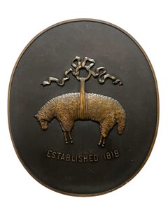 Pair Vintage Brooks Brothers "Golden Fleece" Bronze Building Facade Plaques