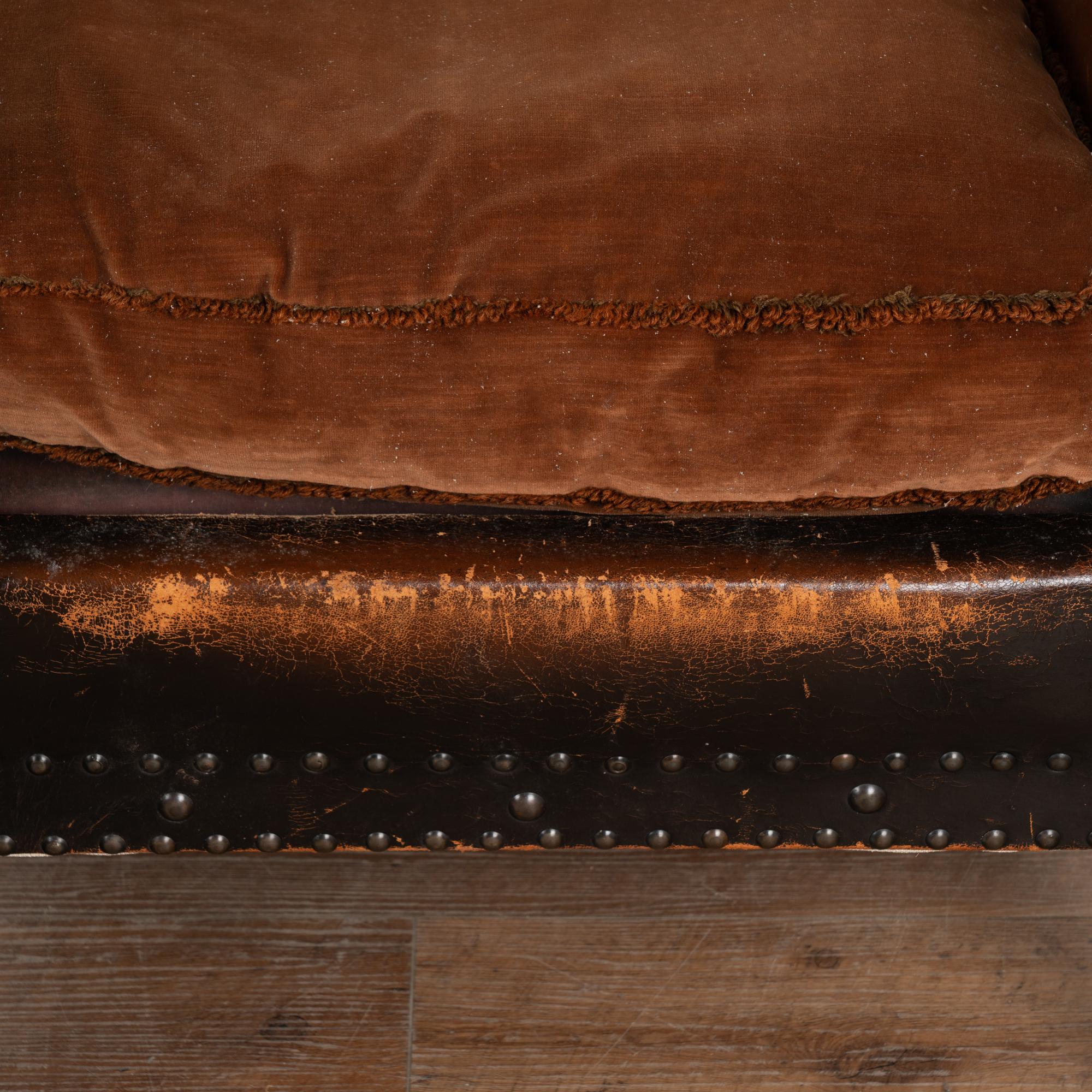 Pair, Vintage Brown Leather Arm Chairs, Denmark circa 1960 5