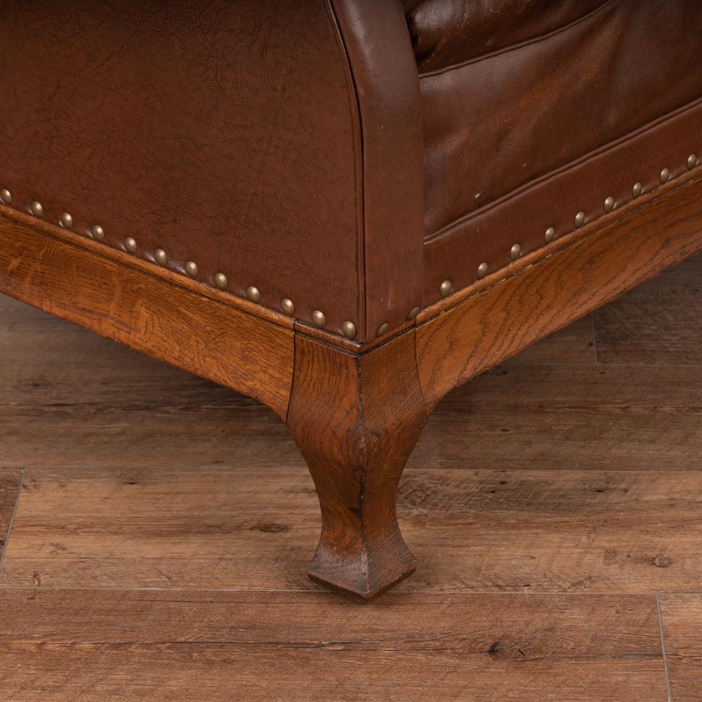 Pair, Vintage Brown Leather Barrel Back Club Chairs, Denmark circa 1940-60 5