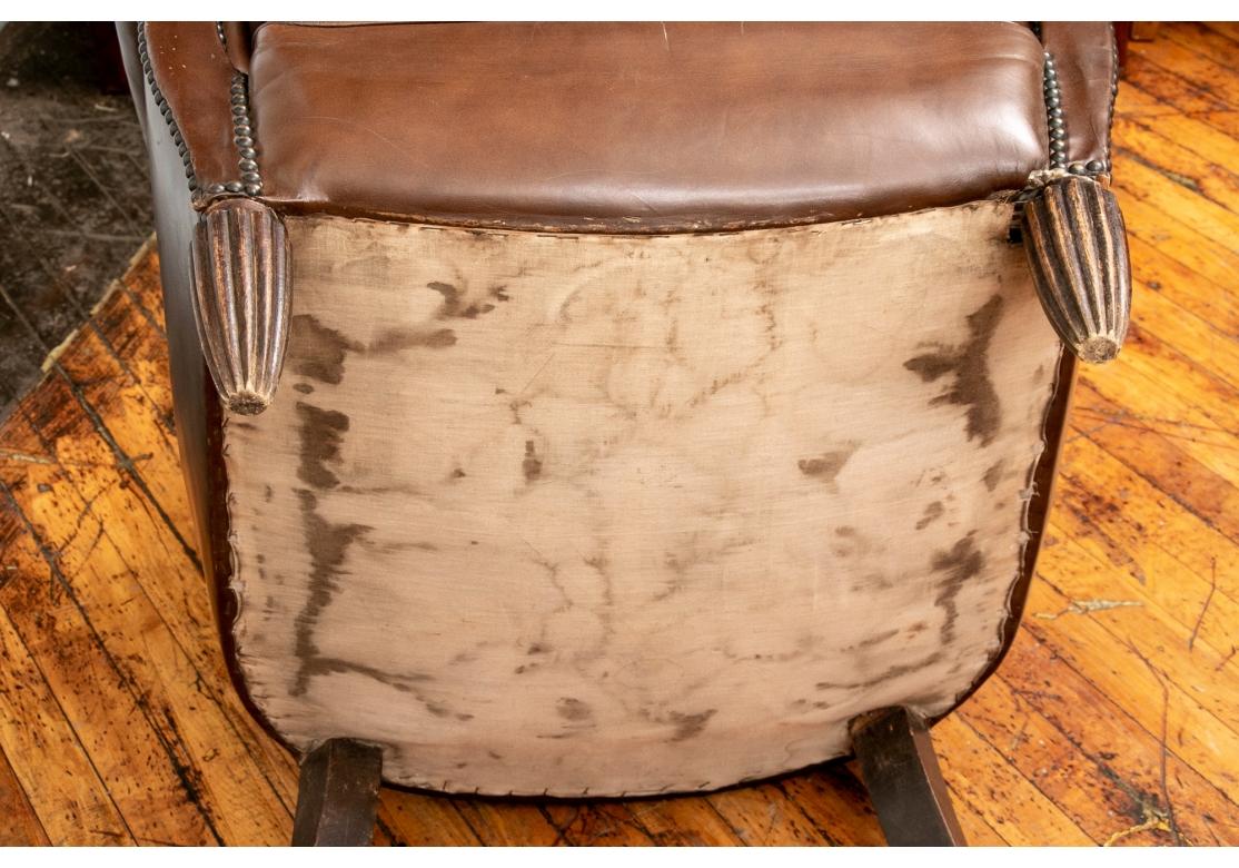 Pair Vintage Brown Leather Club Chairs 12