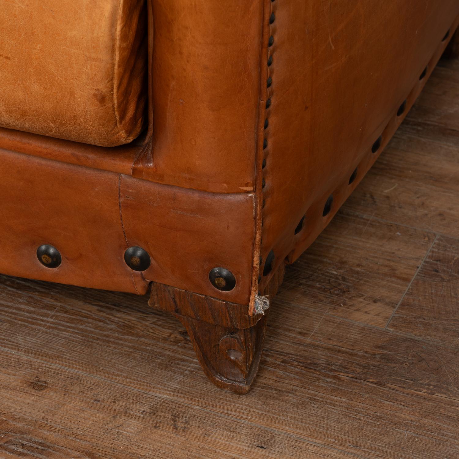 Pair, Vintage Brown Leather Wingback Club Chairs, Denmark circa 1960-70 For Sale 5