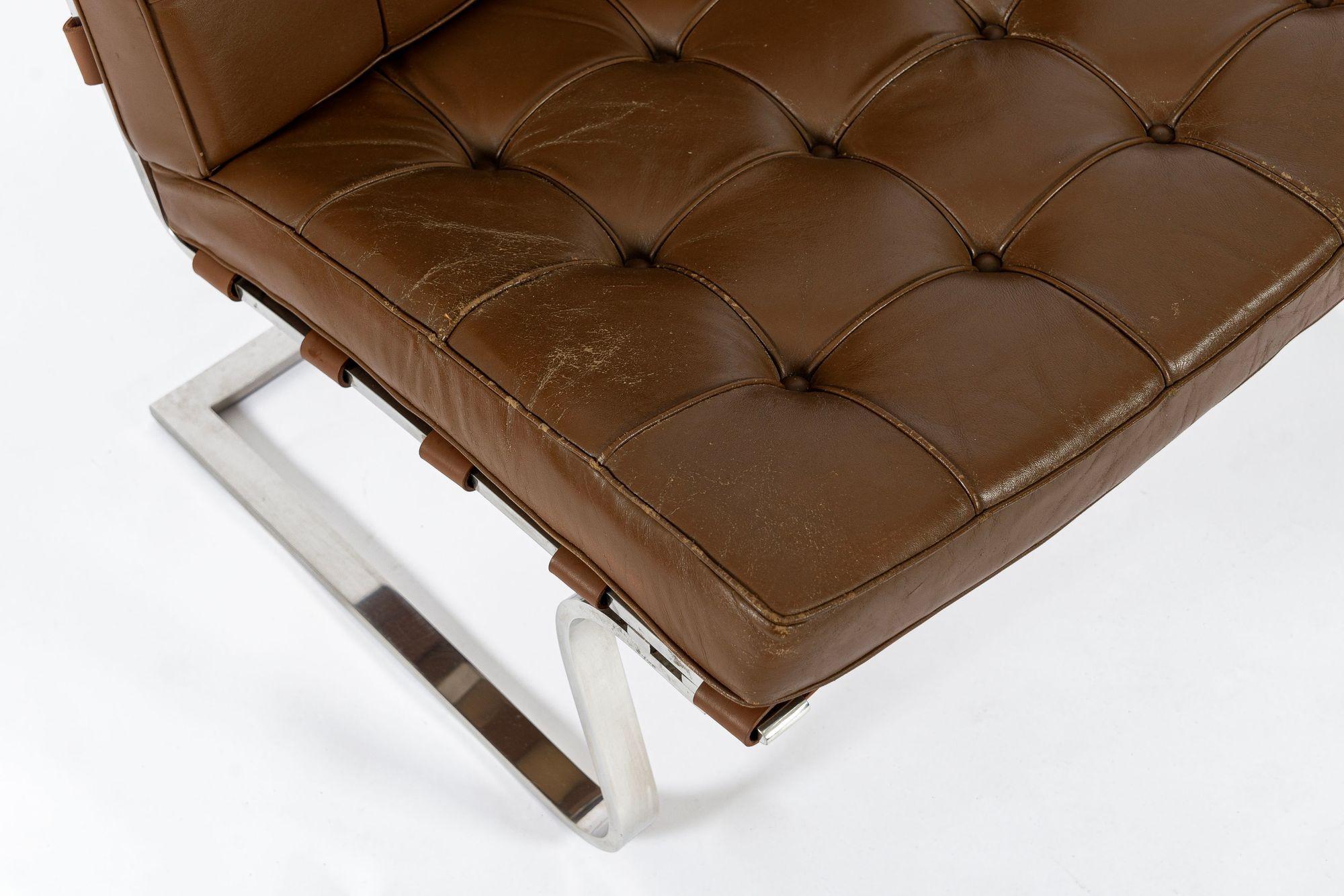 Paar braune Tugendhat Lounge Chairs von Mies van der Rohe für Knoll 1960er Jahre im Angebot 3