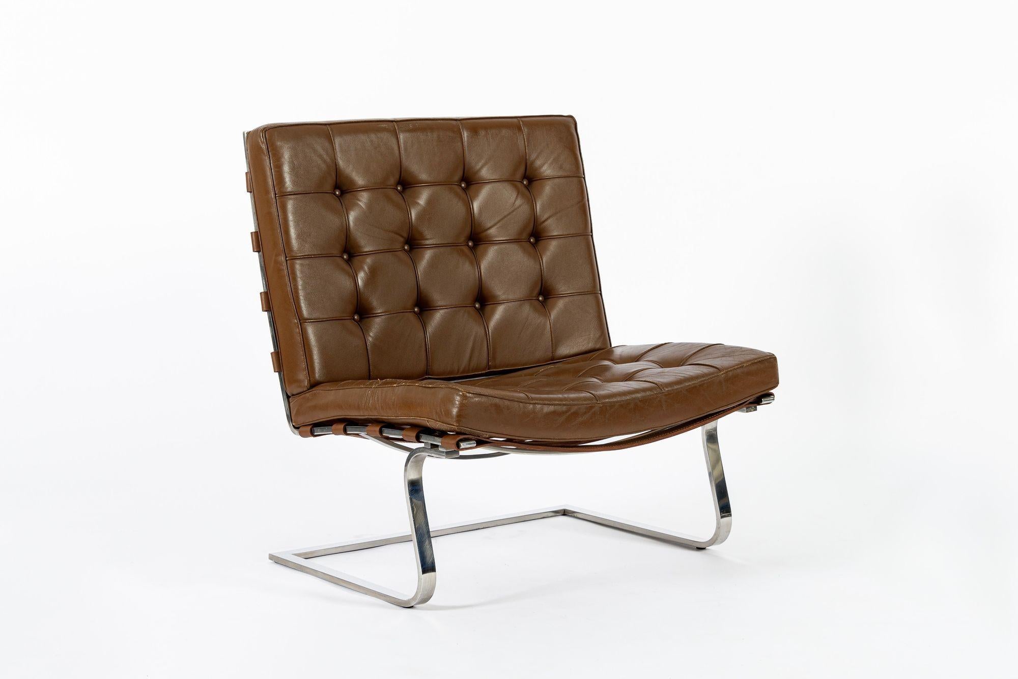 Paar braune Tugendhat Lounge Chairs von Mies van der Rohe für Knoll 1960er Jahre im Angebot 4