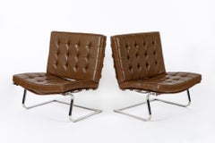Pair Vintage Brown Tugendhat Lounge Chairs by Mies van der Rohe for Knoll 1960s